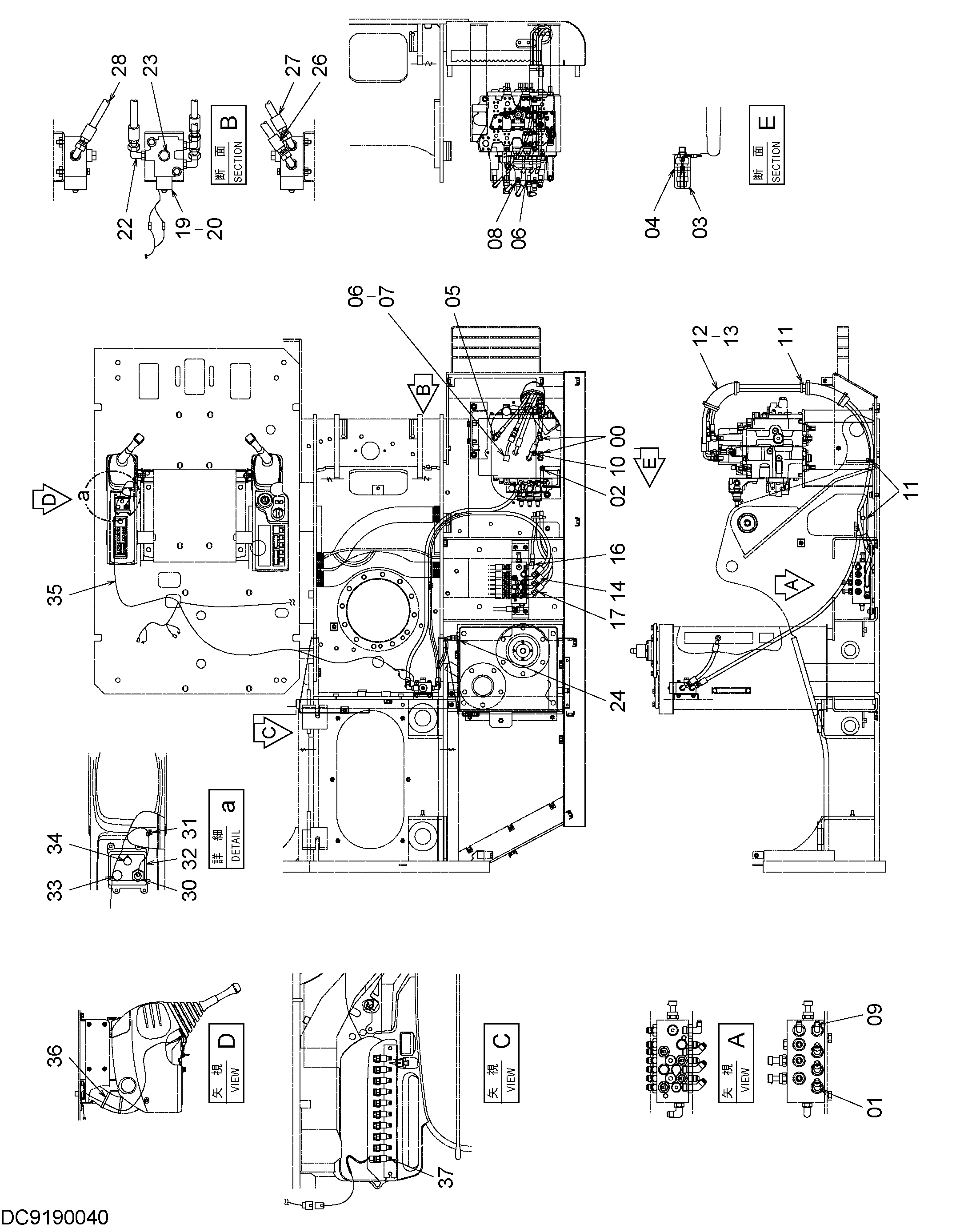 Схема Пилотные гидролинии (5-1) HITACHI EX90L-5