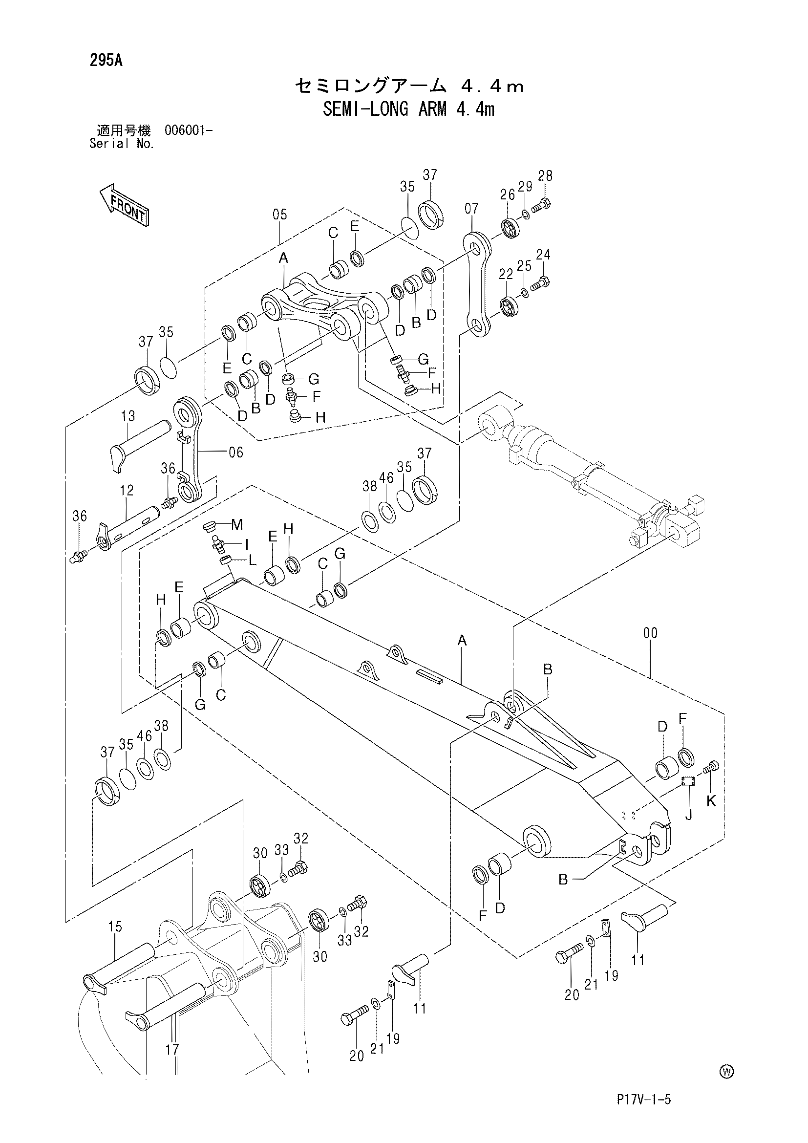 Схема Полуудлинённый рукоять 4.4m HITACHI ZX850H