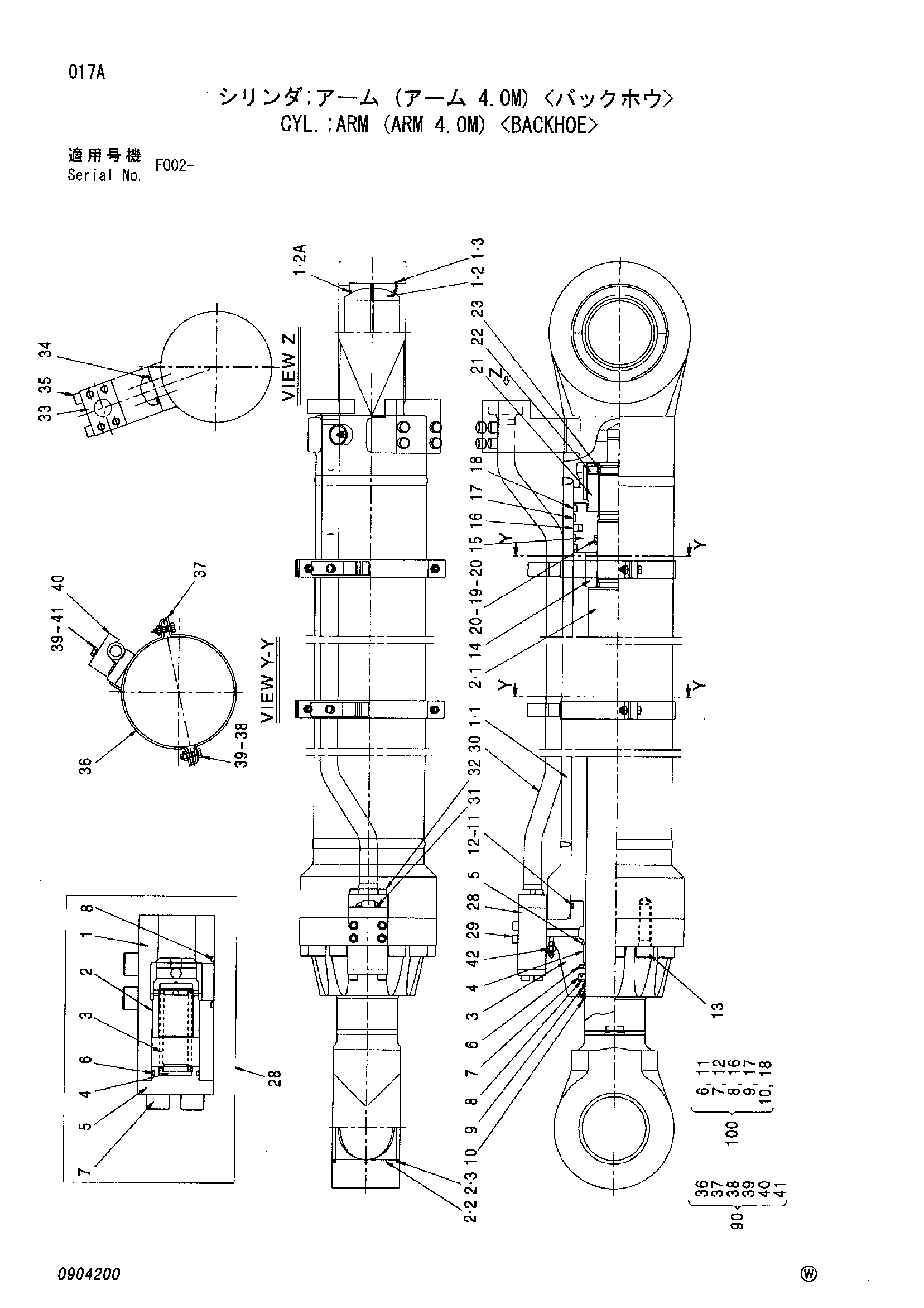Схема Гидроцилиндр рукояти (рукоять 4.0M) <экскаватор> HITACHI EX1900-5