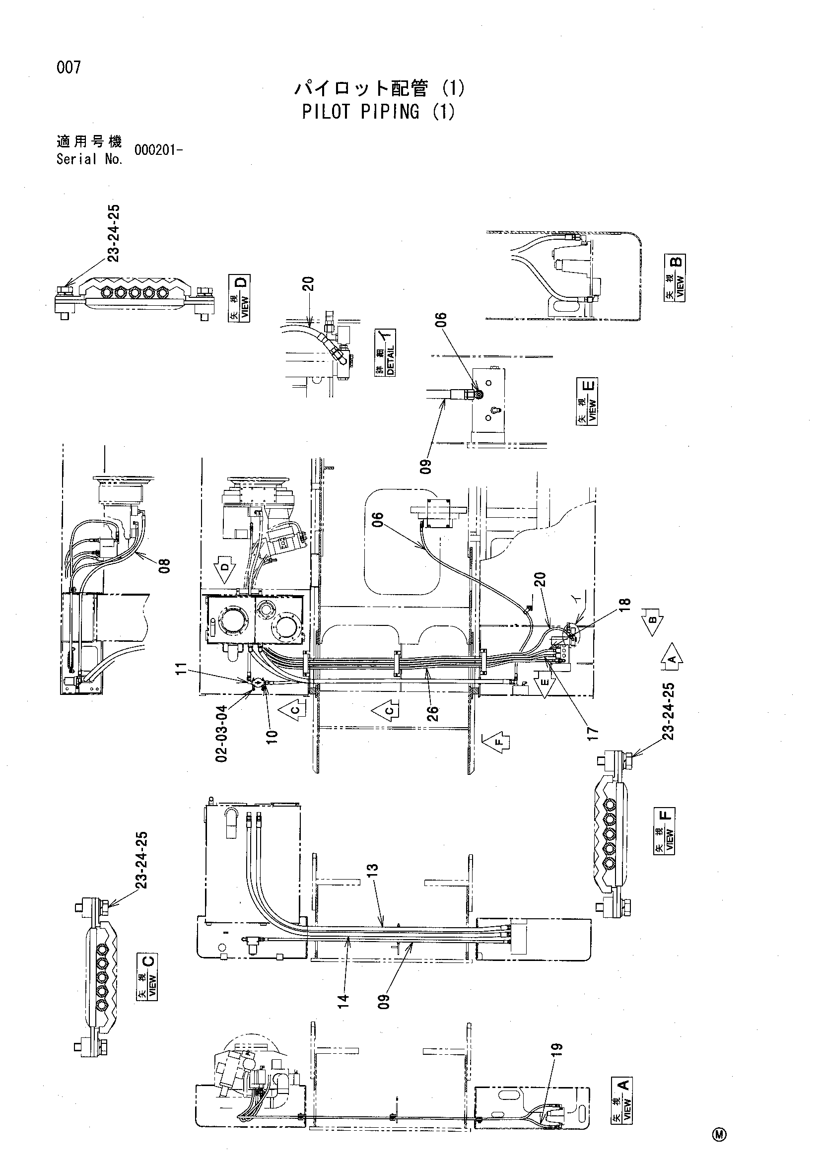 Схема Пилотные гидролинии (1) HITACHI SCX500W