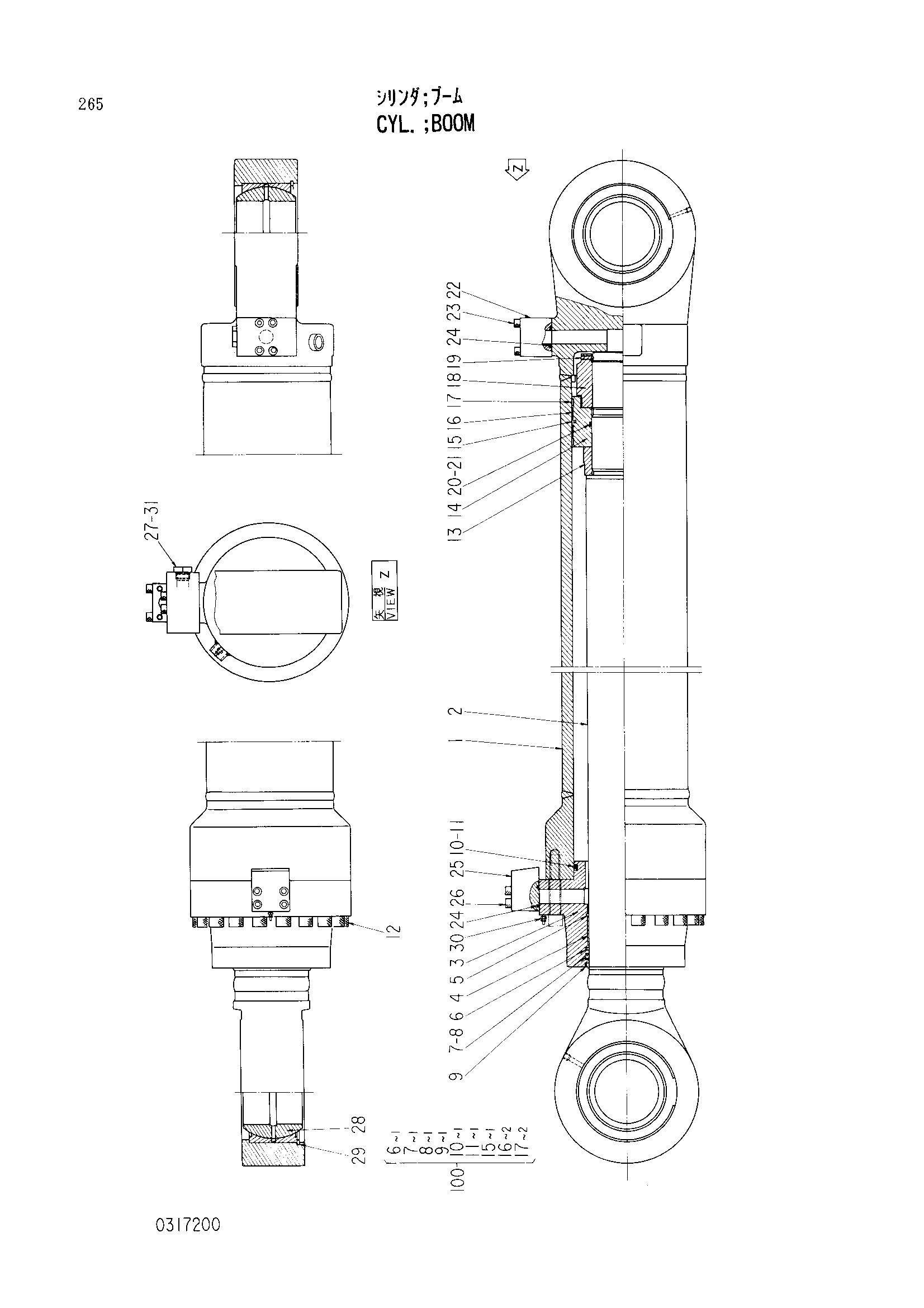 Схема Гидроцилиндр стрелы HITACHI EX3500