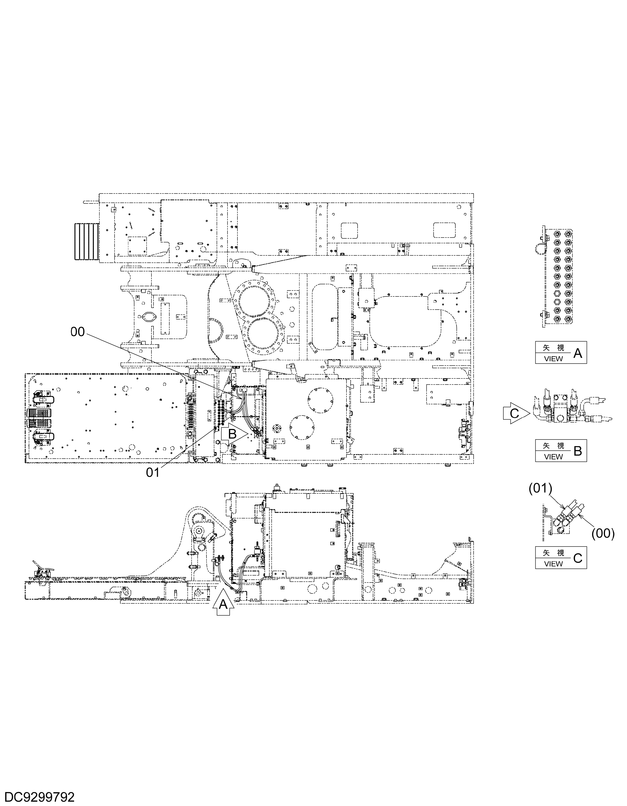 Схема Пилотные гидролинии (2P-BOOM) педаль(левый)(рама) HITACHI ZX470H-3