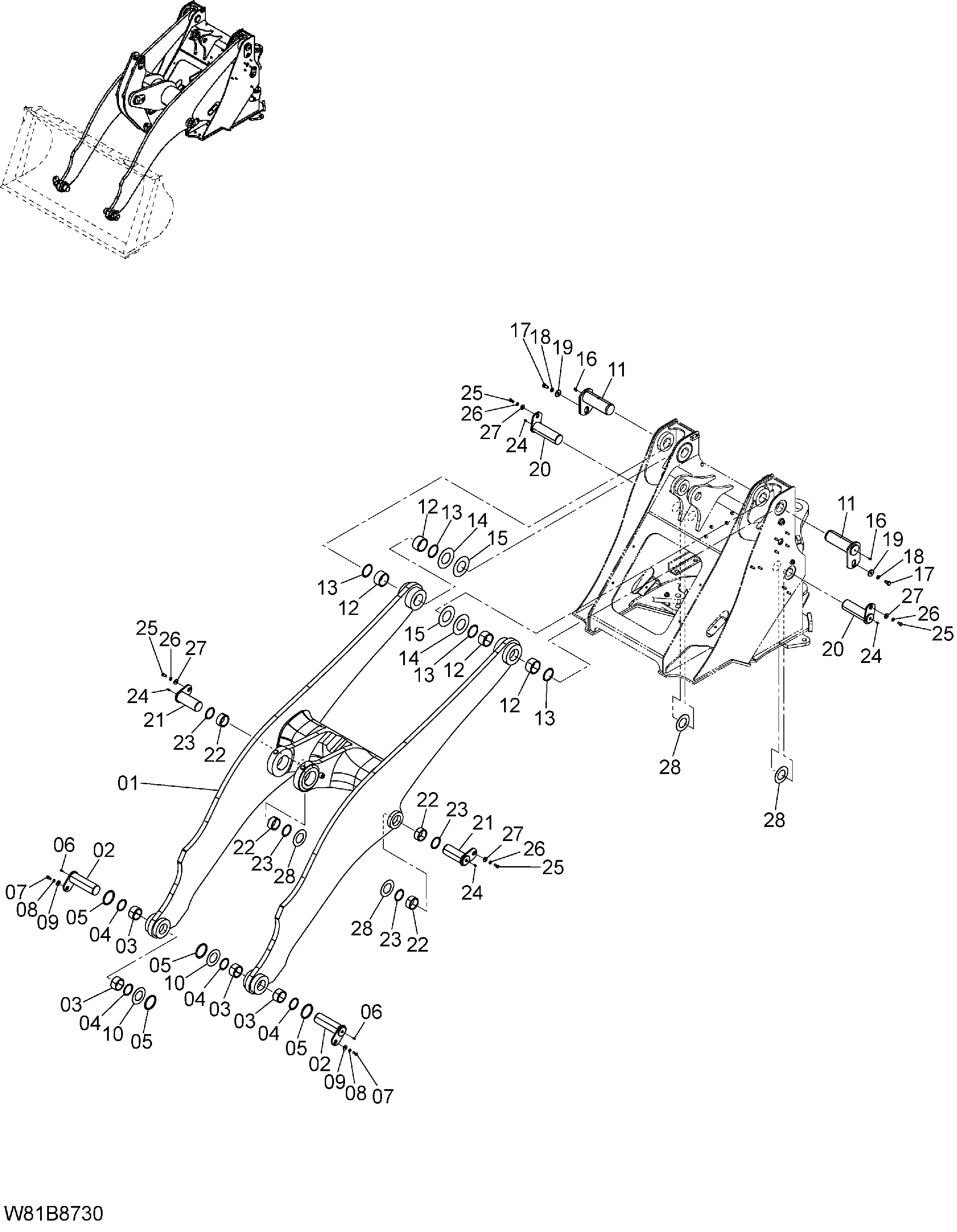 Схема Высокий подъём рукоять(1) [6CE, H3E, HCE, HEE] (HLA) HITACHI ZW150PL