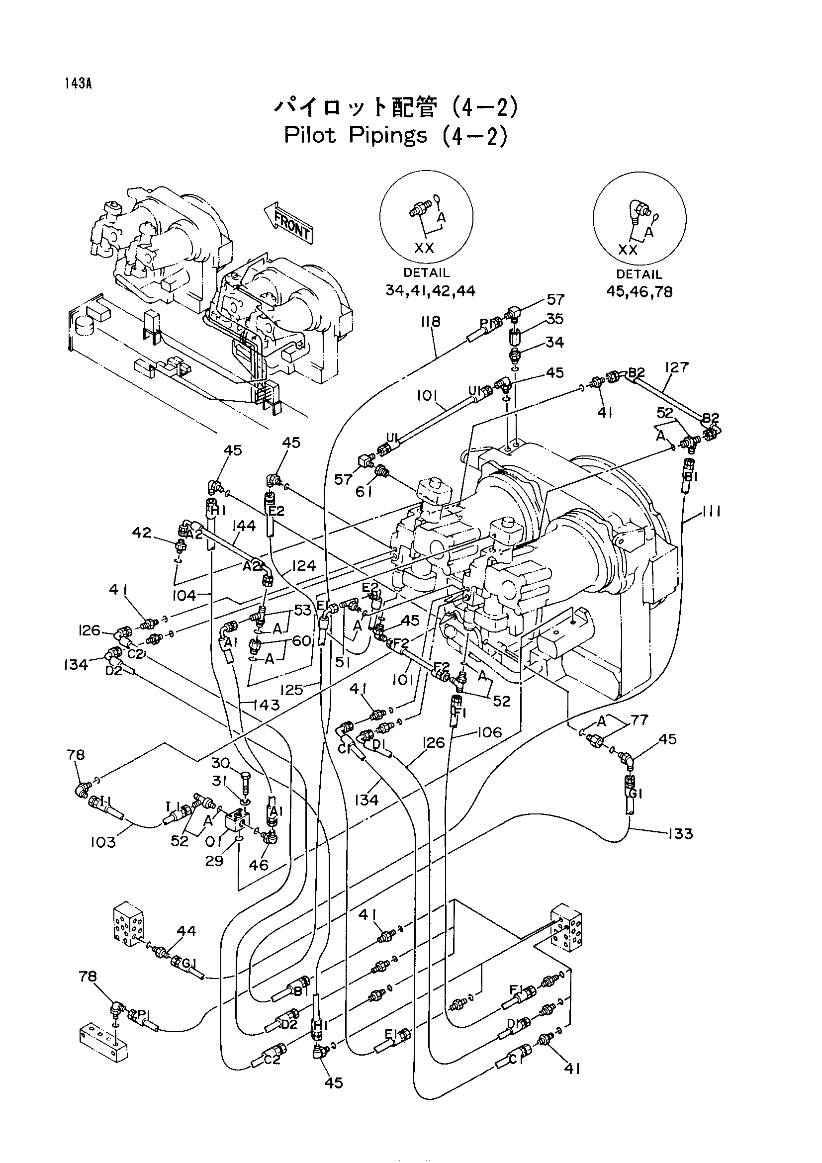 Схема Пилотный трубопроводы (4-2) HITACHI EX1800