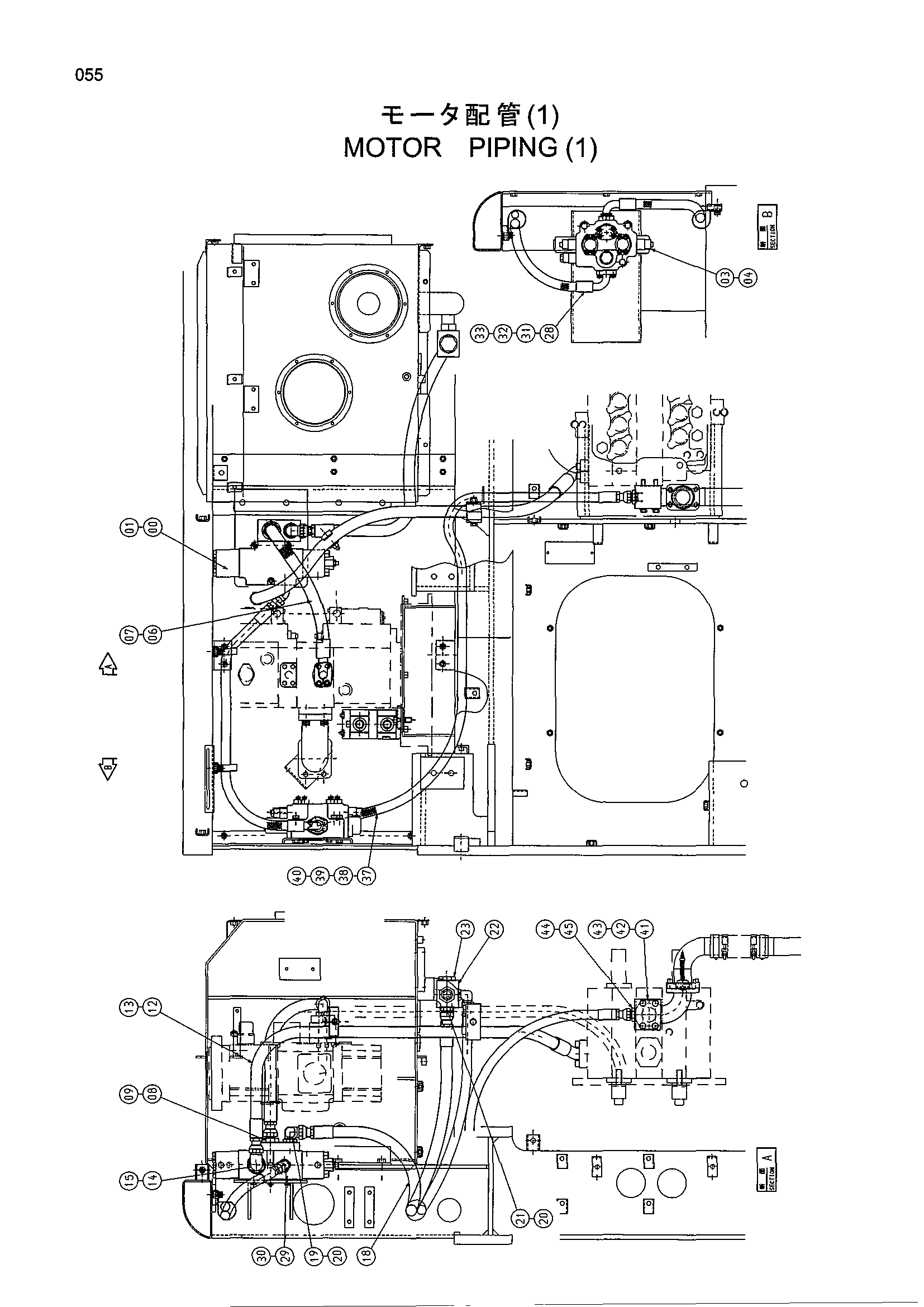 Схема Гидромотор трубопроводы (1) HITACHI EX400-5
