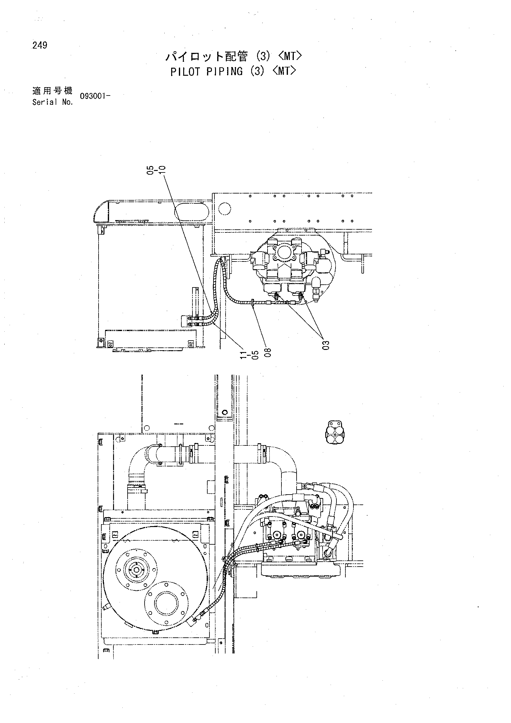 Схема Пилотные гидролинии (3) <MT> HITACHI CHR70