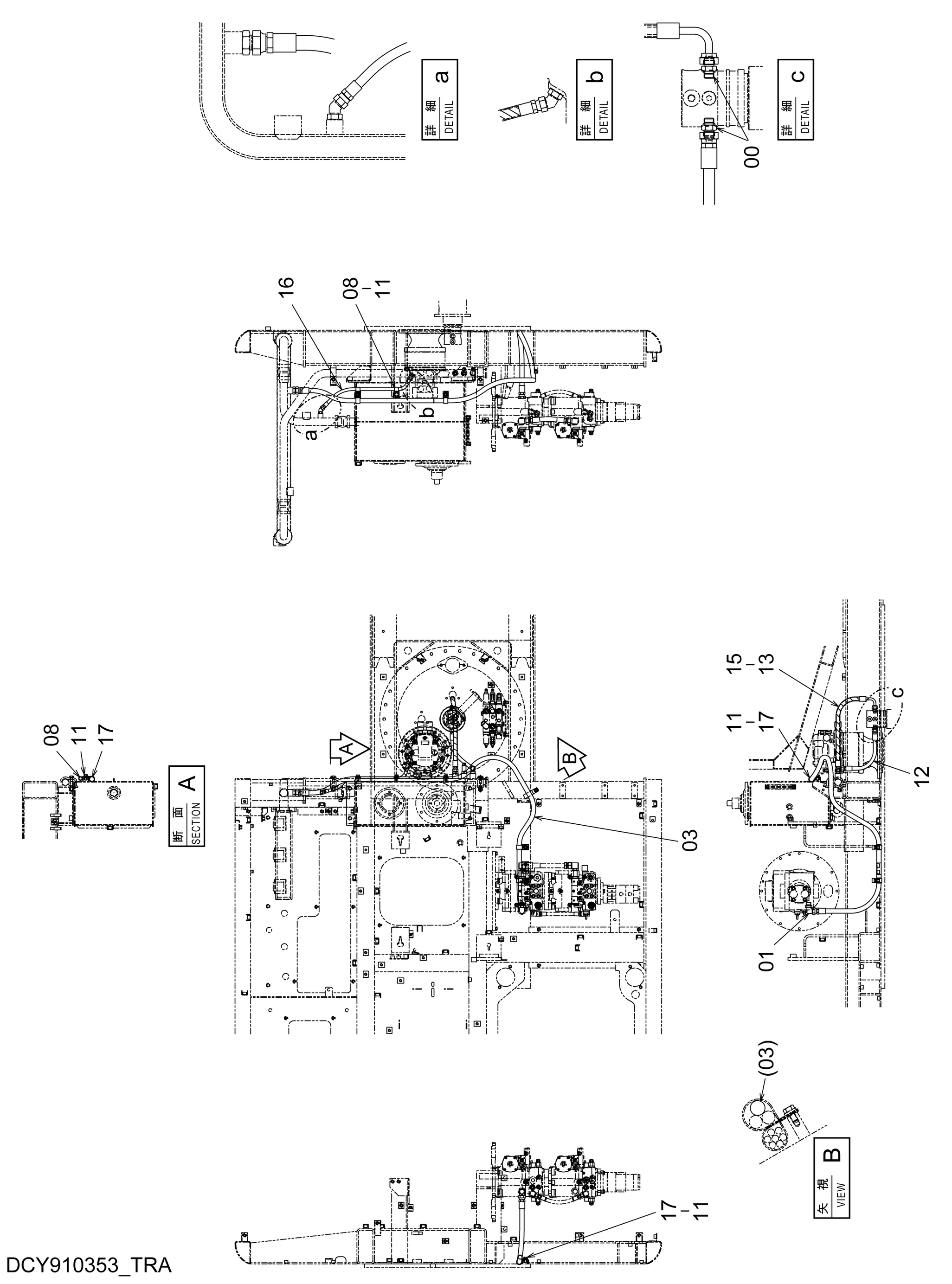 Схема Дренажные трубопроводы HITACHI EG65R-3