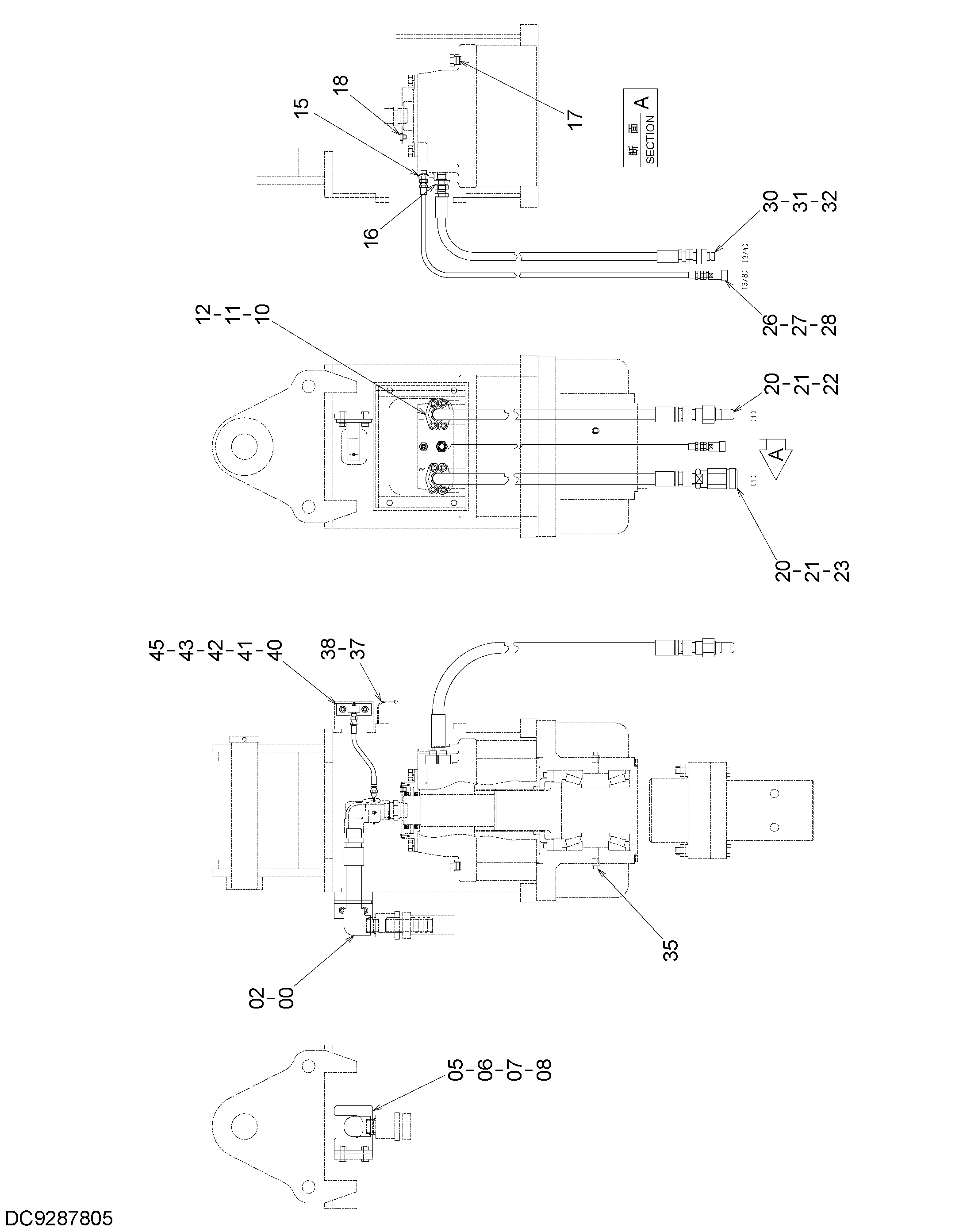 Схема Шнек трубопроводы HITACHI RX3300-3