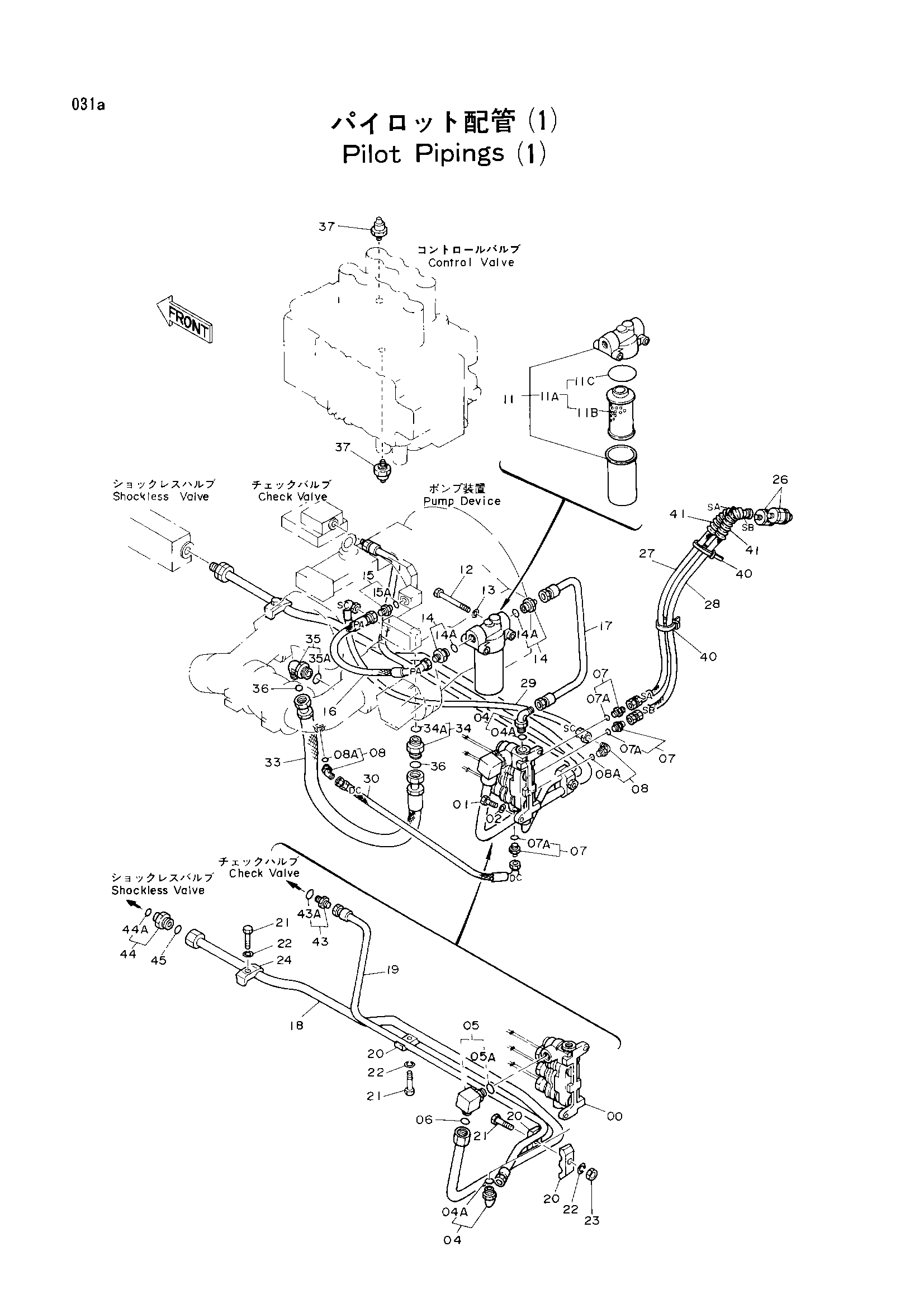 Схема Пилотный трубопроводы (1) HITACHI EX200