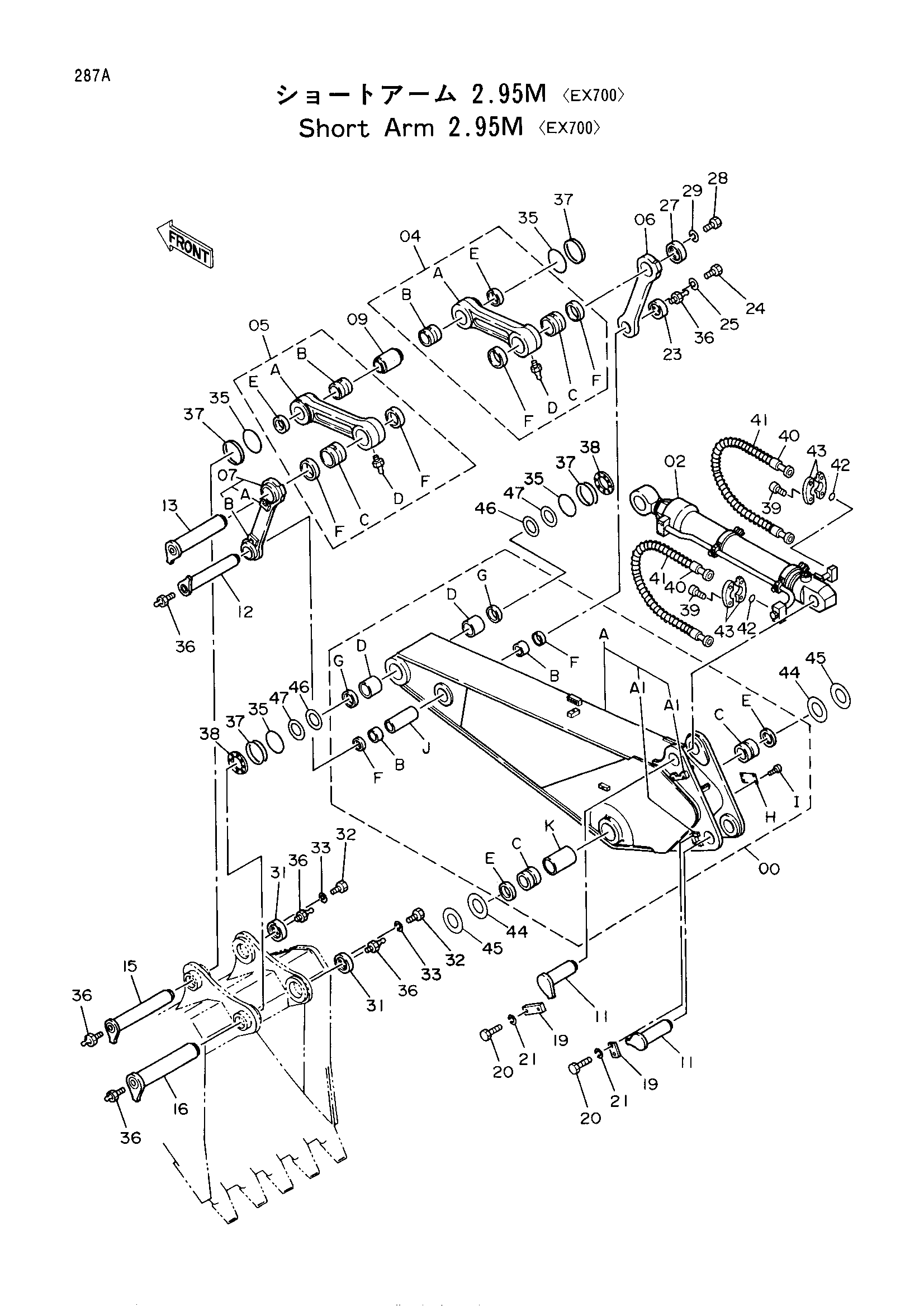 Схема Укороченный рукоять 2.95M <EX700> HITACHI EX700