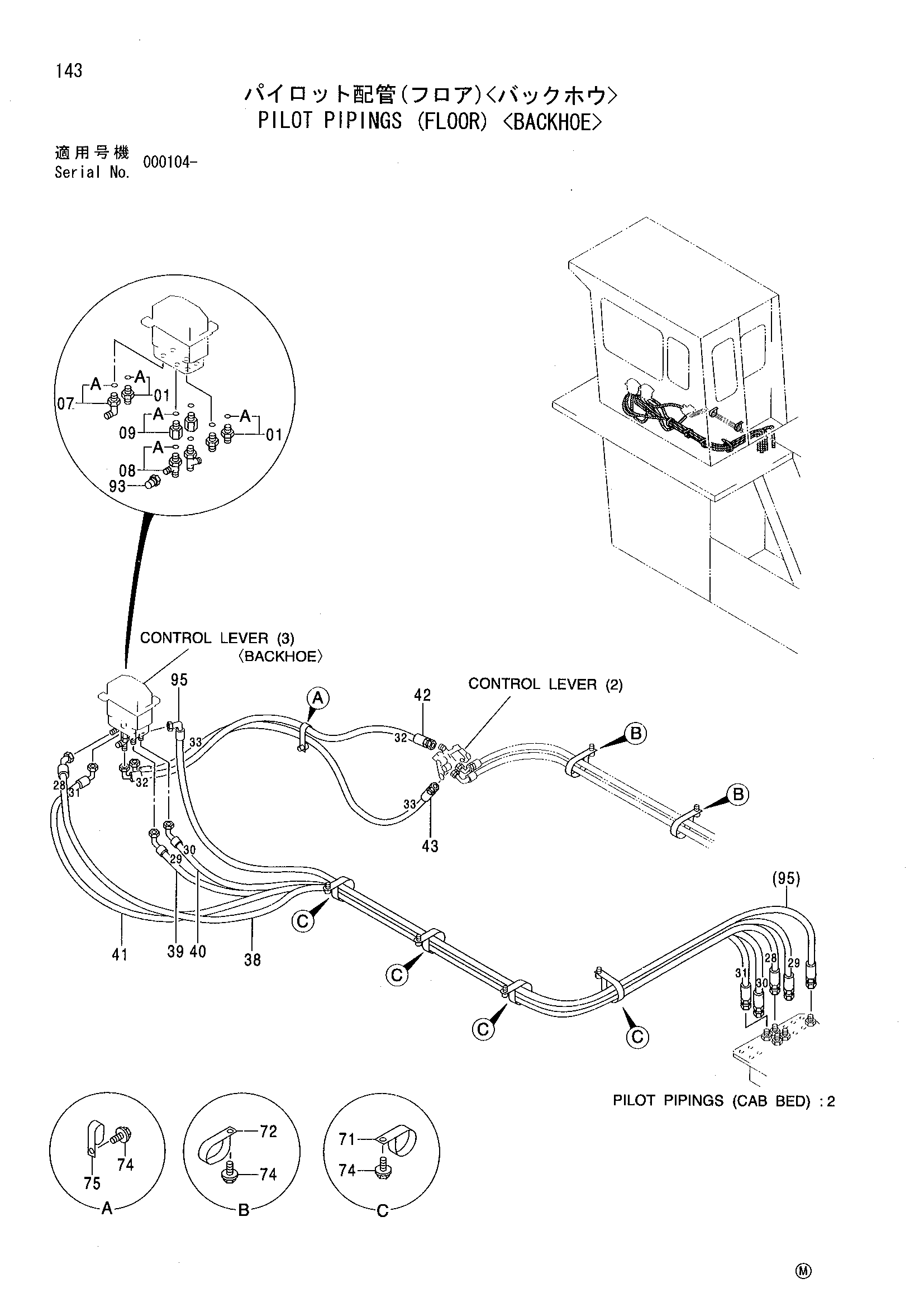 Схема Пилотный трубопроводы (пол) <экскаватор> HITACHI EX2500