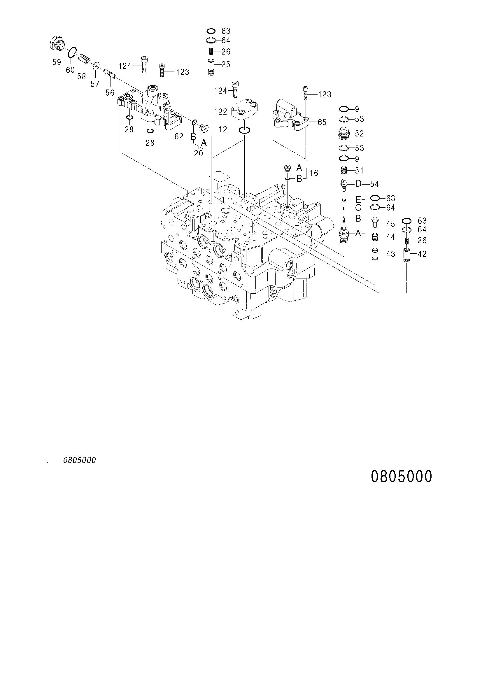 Схема Гидрораспределитель (2/8) HITACHI ZX125US-E