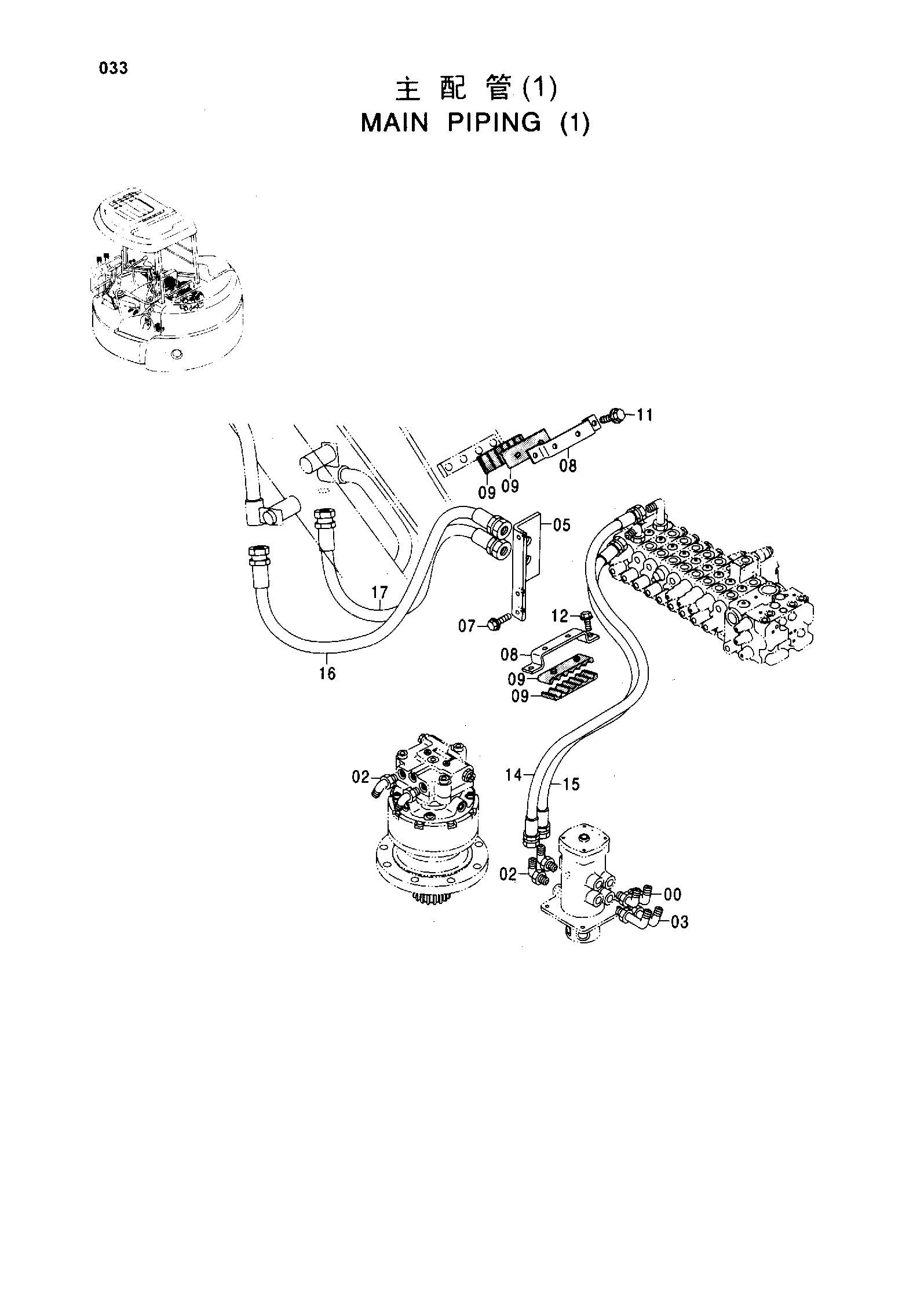 Схема Основные гидролинии (1) HITACHI ZX55UR-HHE