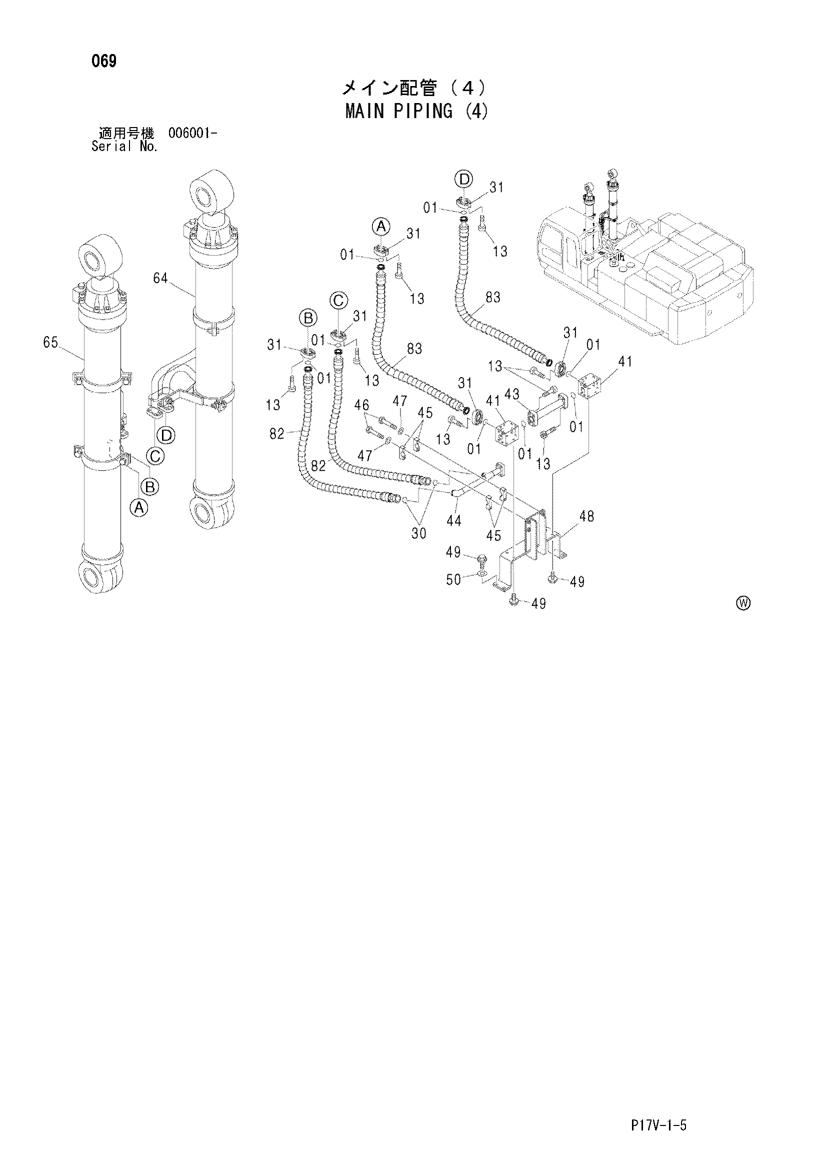 Схема Основные гидролинии (4) HITACHI ZX800