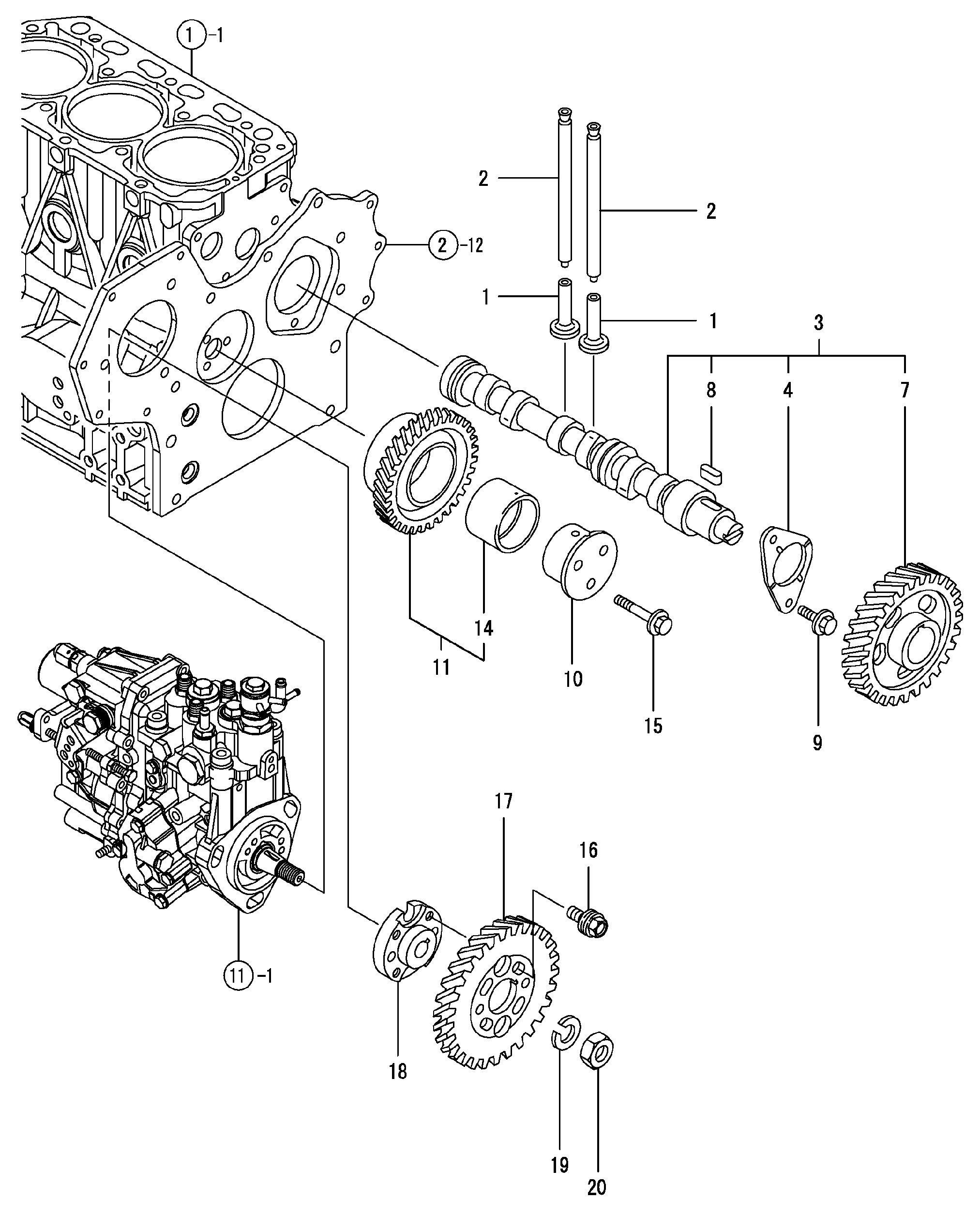 Схема Камсхафт, дривинг шестерня HITACHI ZX30UR-2