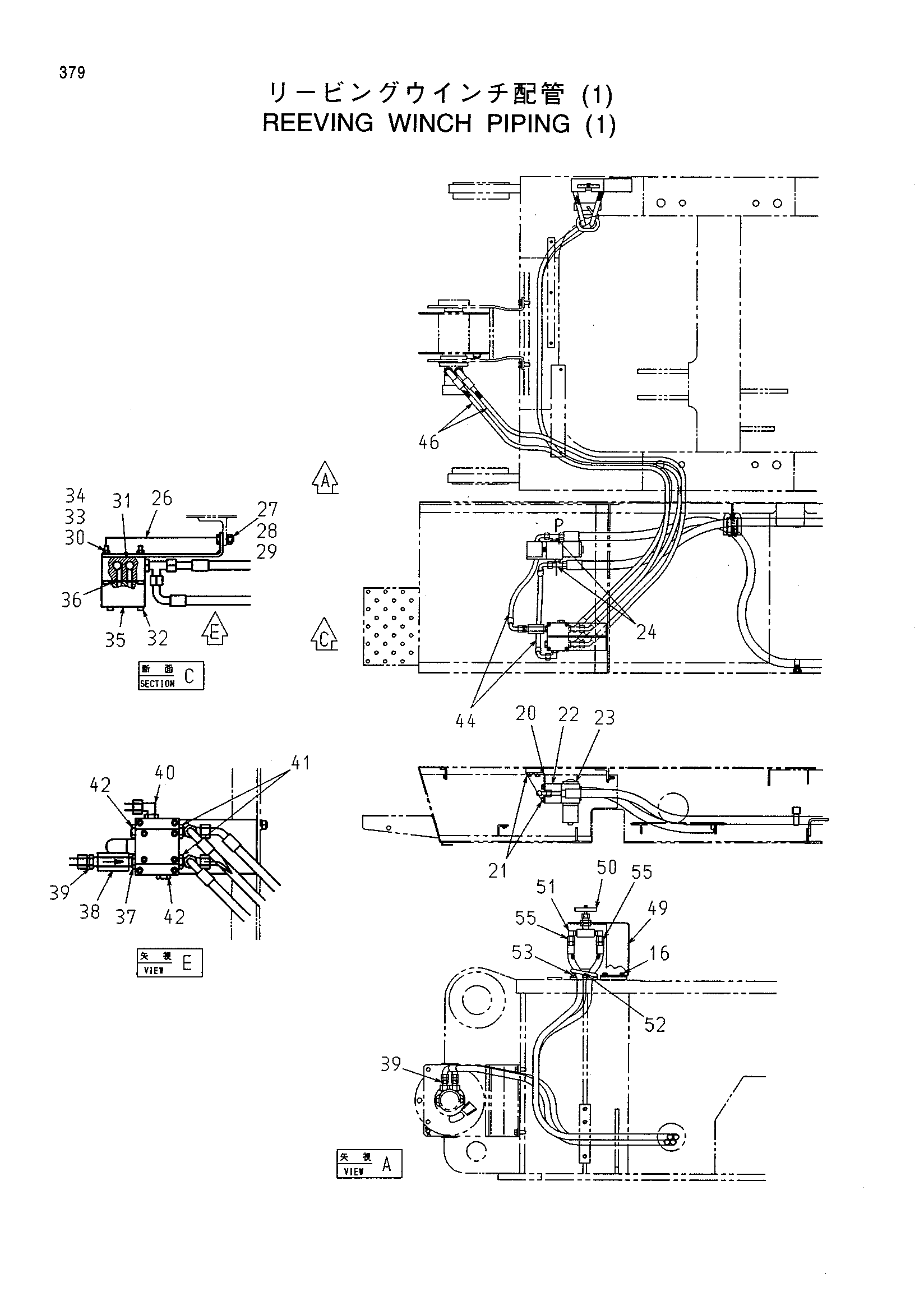 Схема Реевинг лебёдка трубопроводы (1) HITACHI CX1100