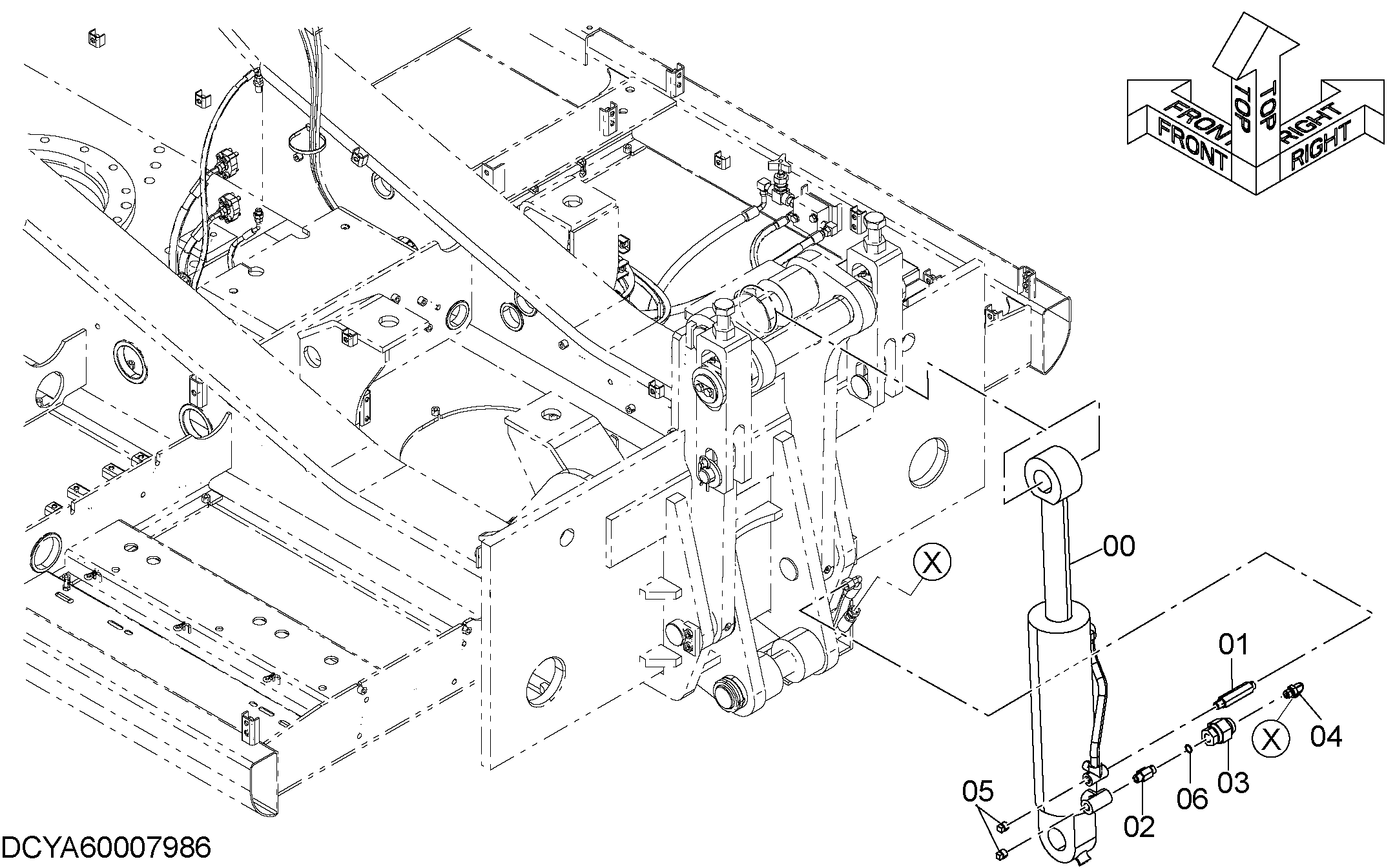 Схема Гидроцилиндр в сборе HITACHI ZX350LC-5B