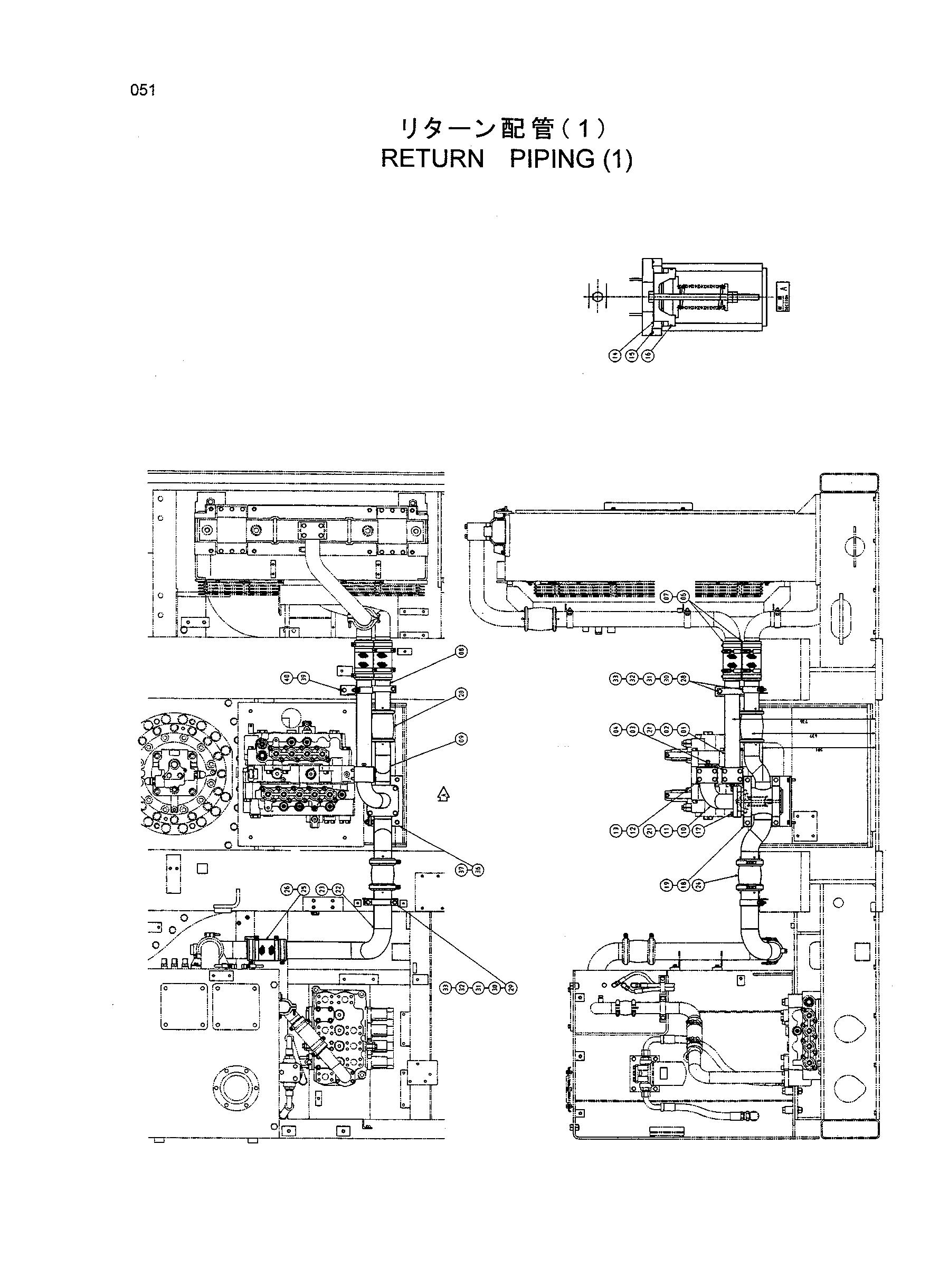 Схема Обратные трубопроводы (1) HITACHI EX1200-5