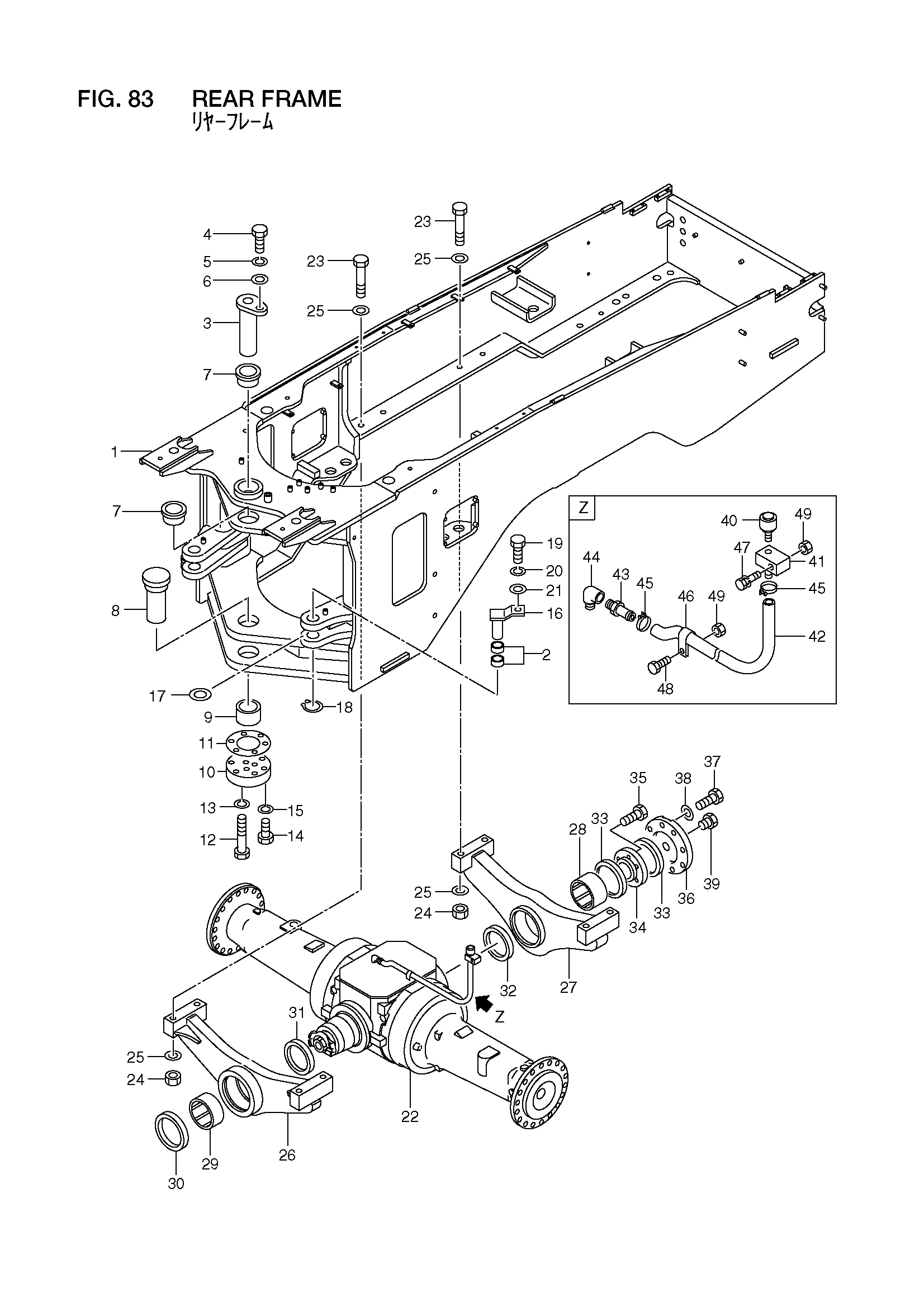 Схема Задний рама HITACHI LX190-7