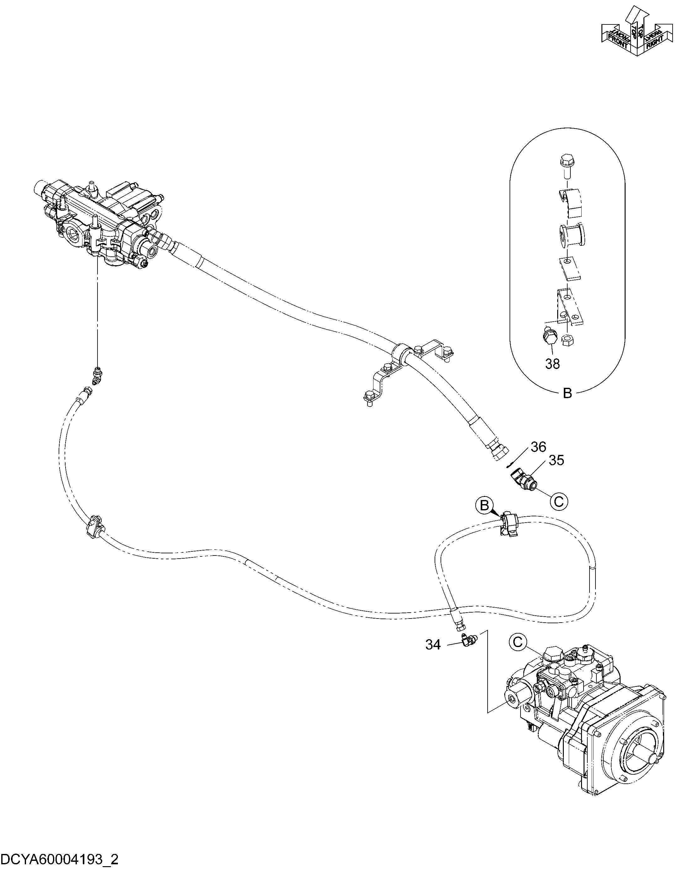 Схема Рулевое управление трубопроводы (2-2) HITACHI ZW250-5B