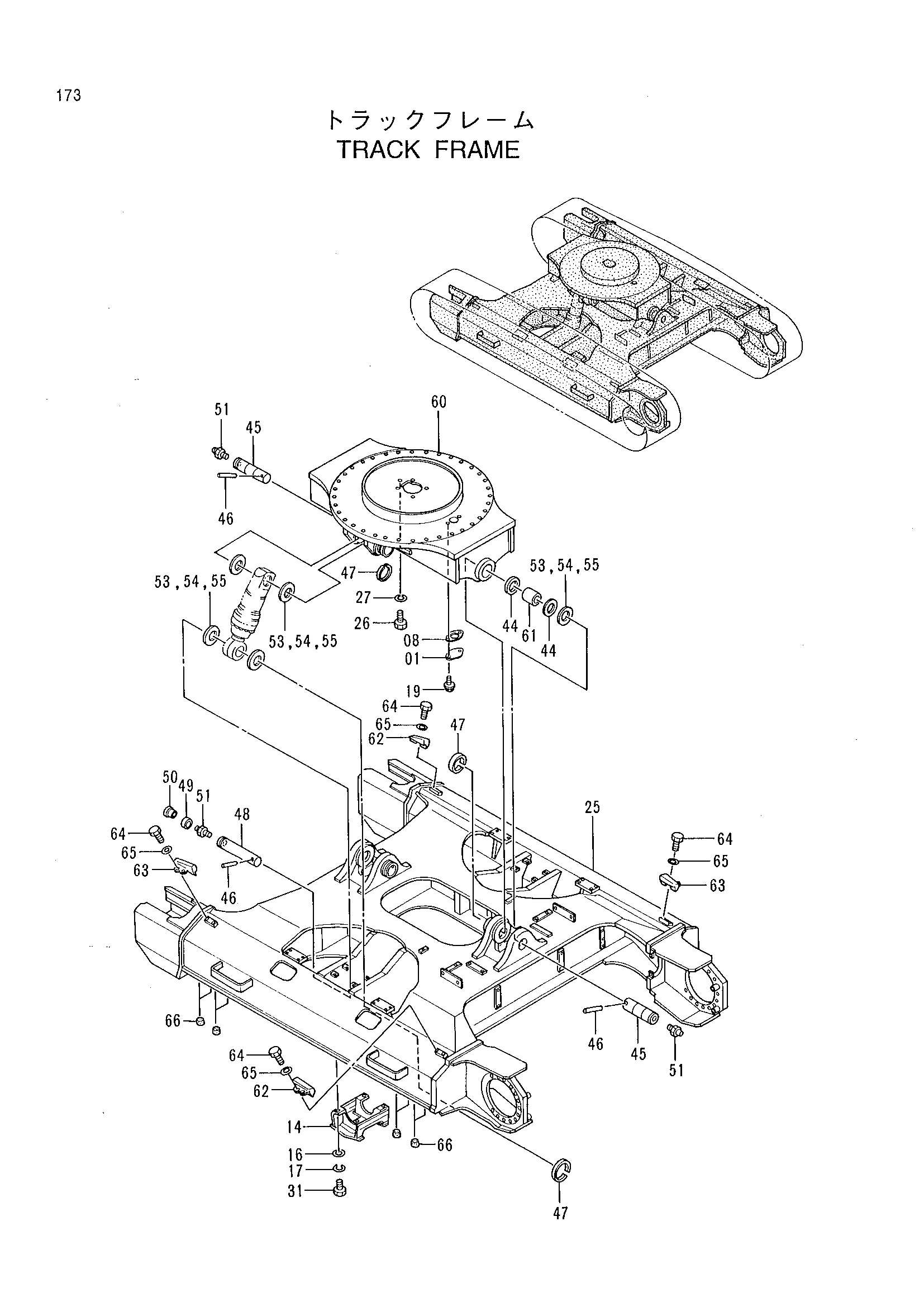 Схема Гусеничная рама HITACHI EX200-3