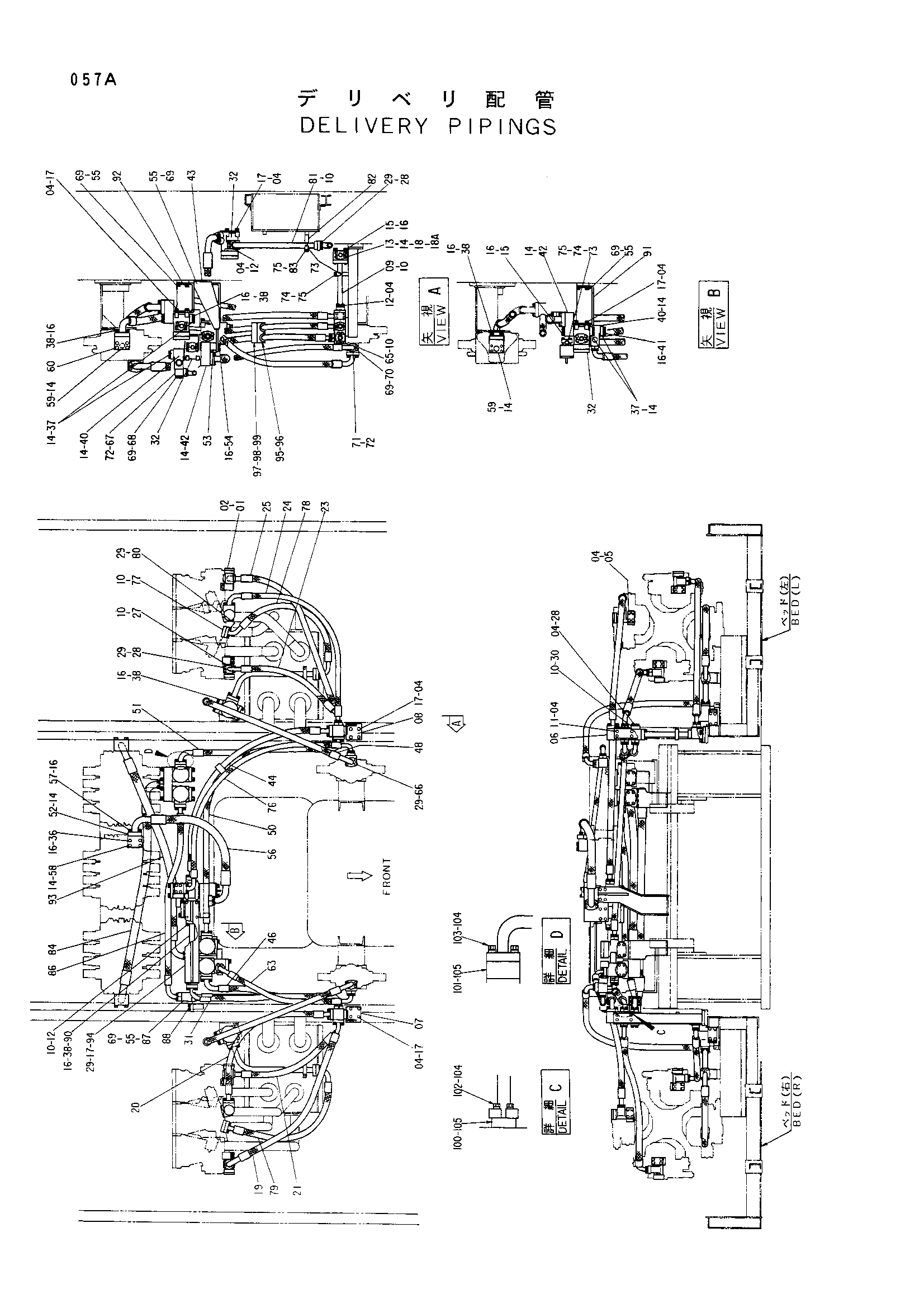 Схема Напорный трубопроводы HITACHI EX3500
