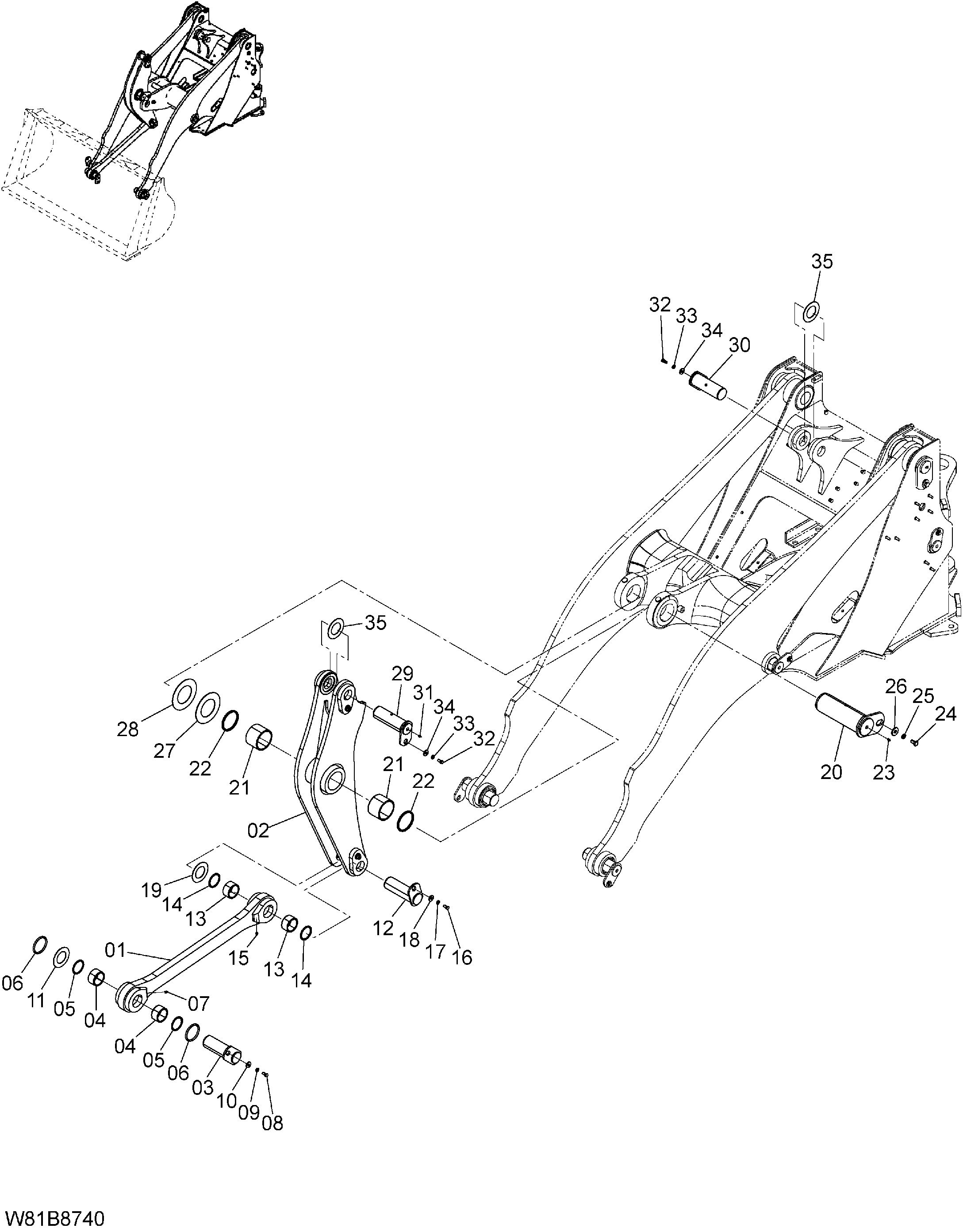 Схема Высокий подъём рукоять(2) [6CE, H3E, HCE, HEE] (HLA) HITACHI ZW150