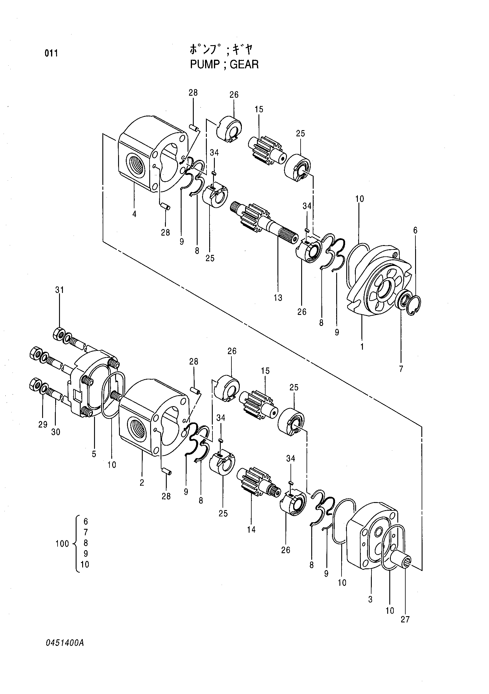 Схема Шестерённый насос HITACHI RX2300