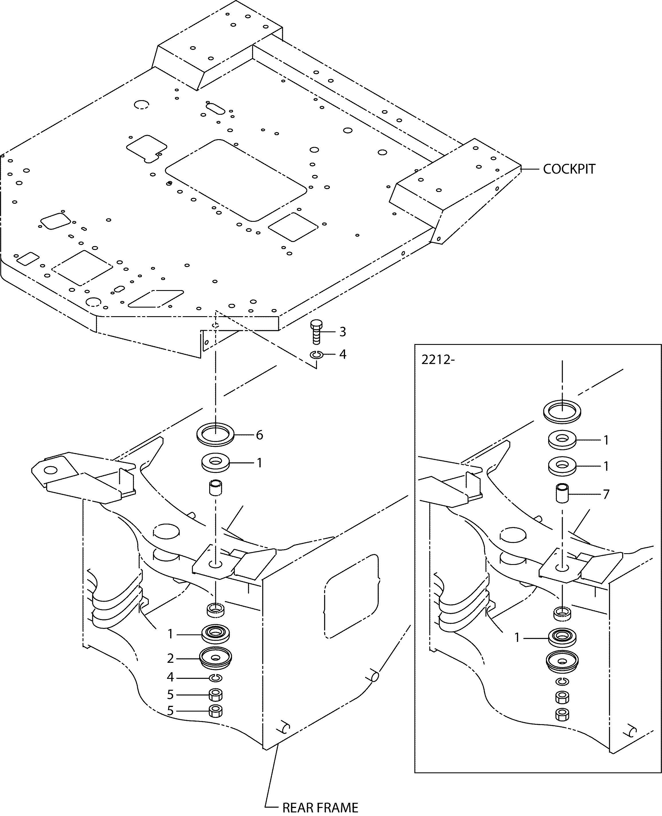Схема ROPS кабина(коккпит крепление)(ROC-2X)(OP) HITACHI LX80-7