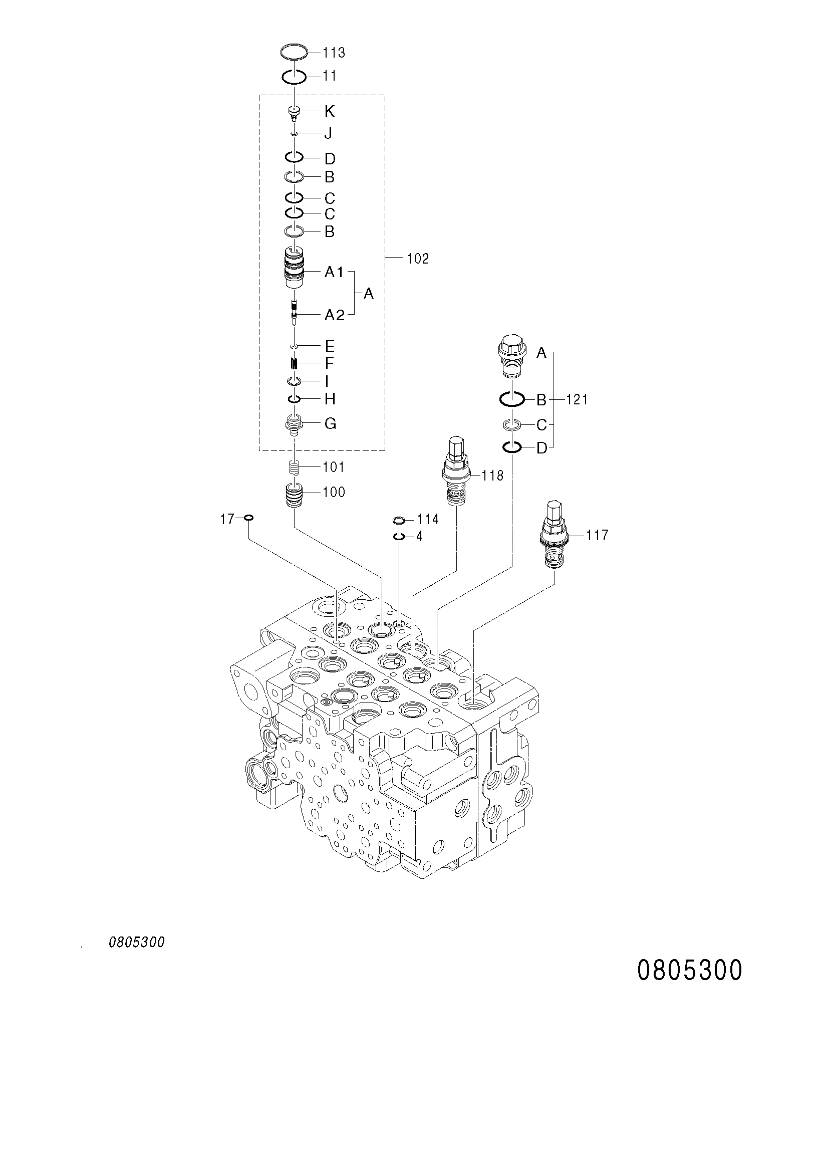 Схема Гидрораспределитель (5/8) HITACHI ZX125US-E