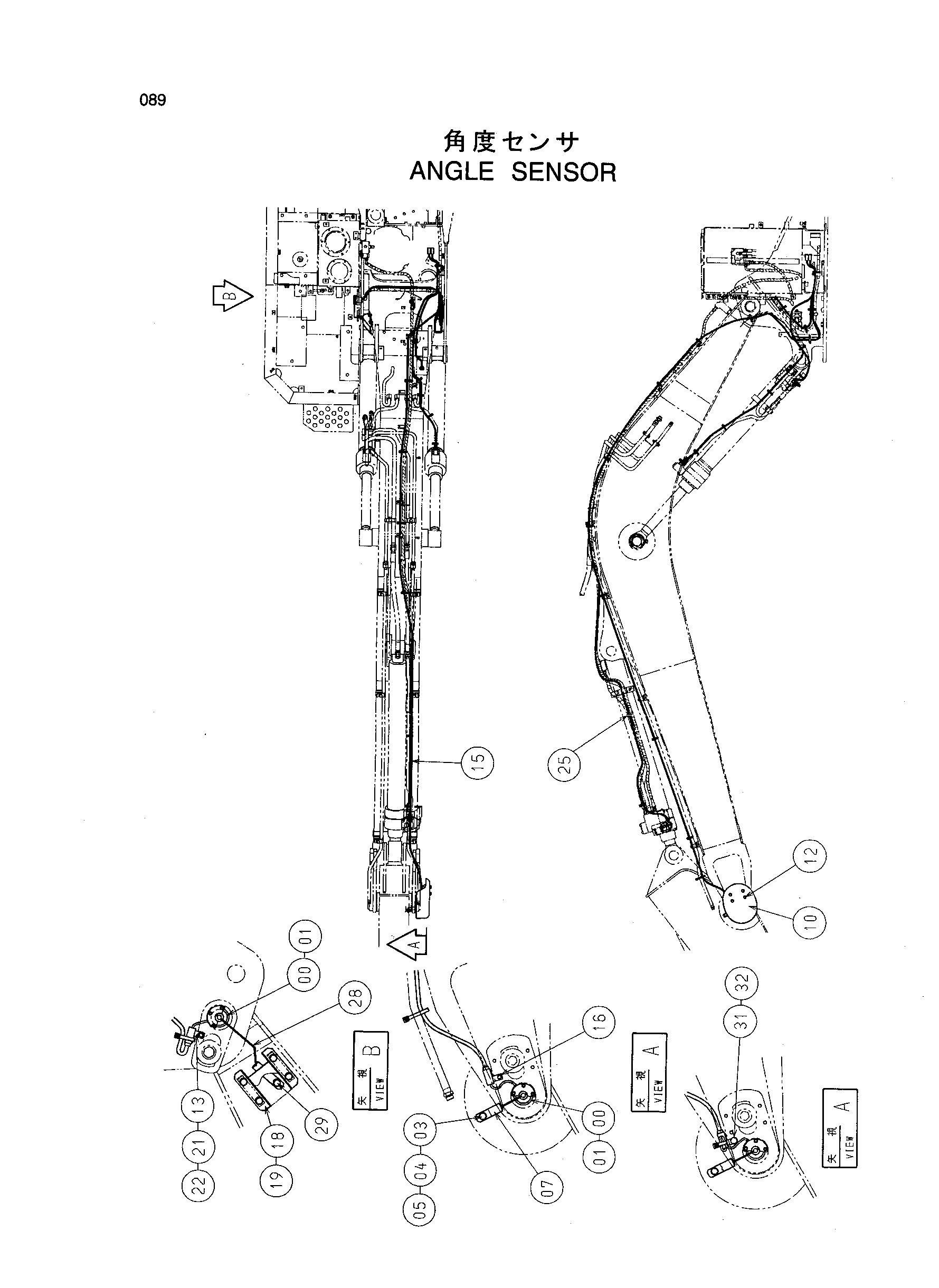 Схема Угол датчик HITACHI ZX225USR