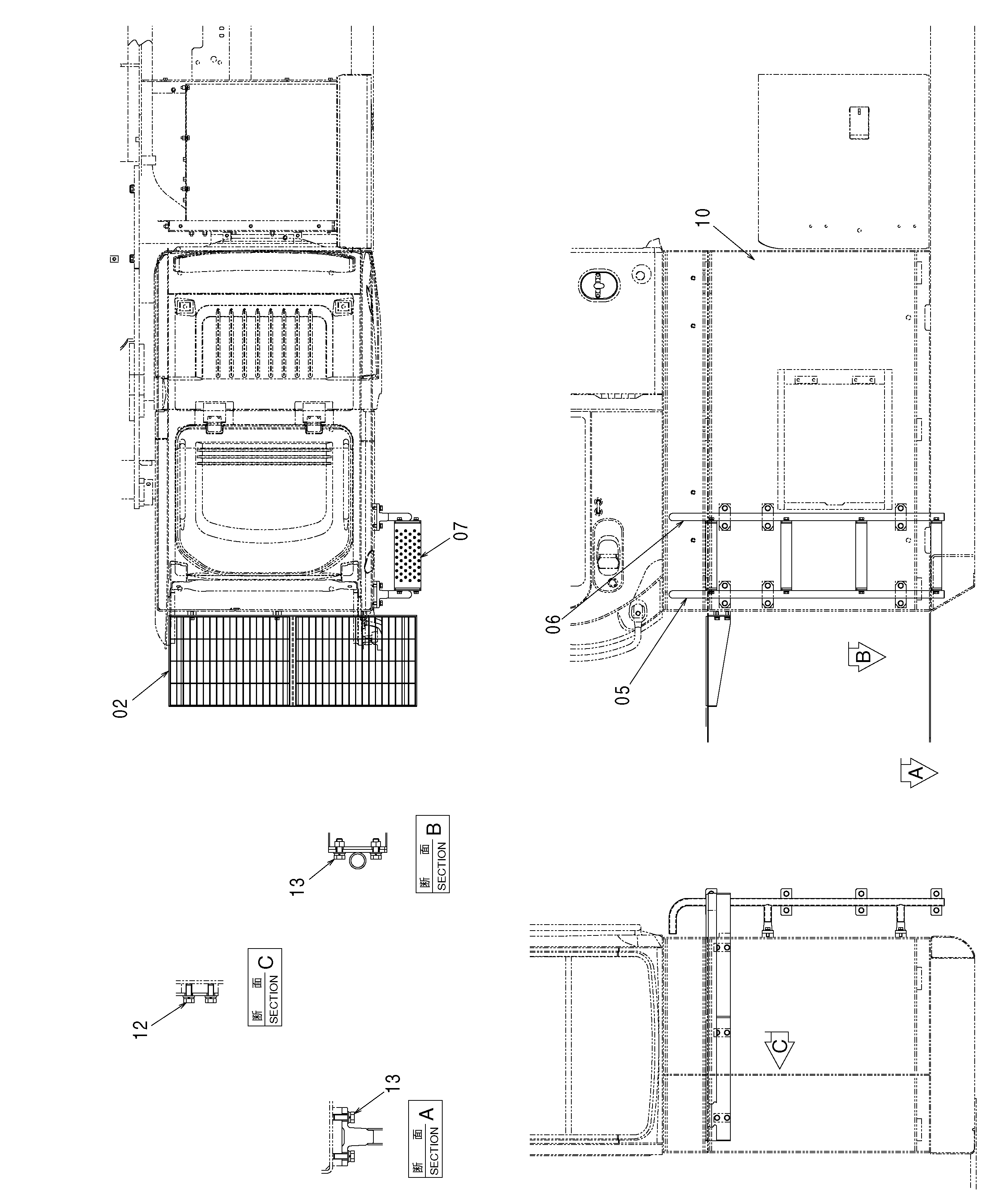 Схема Хигх-моунт кабина лестница (1.2m) HITACHI ZX330-3G