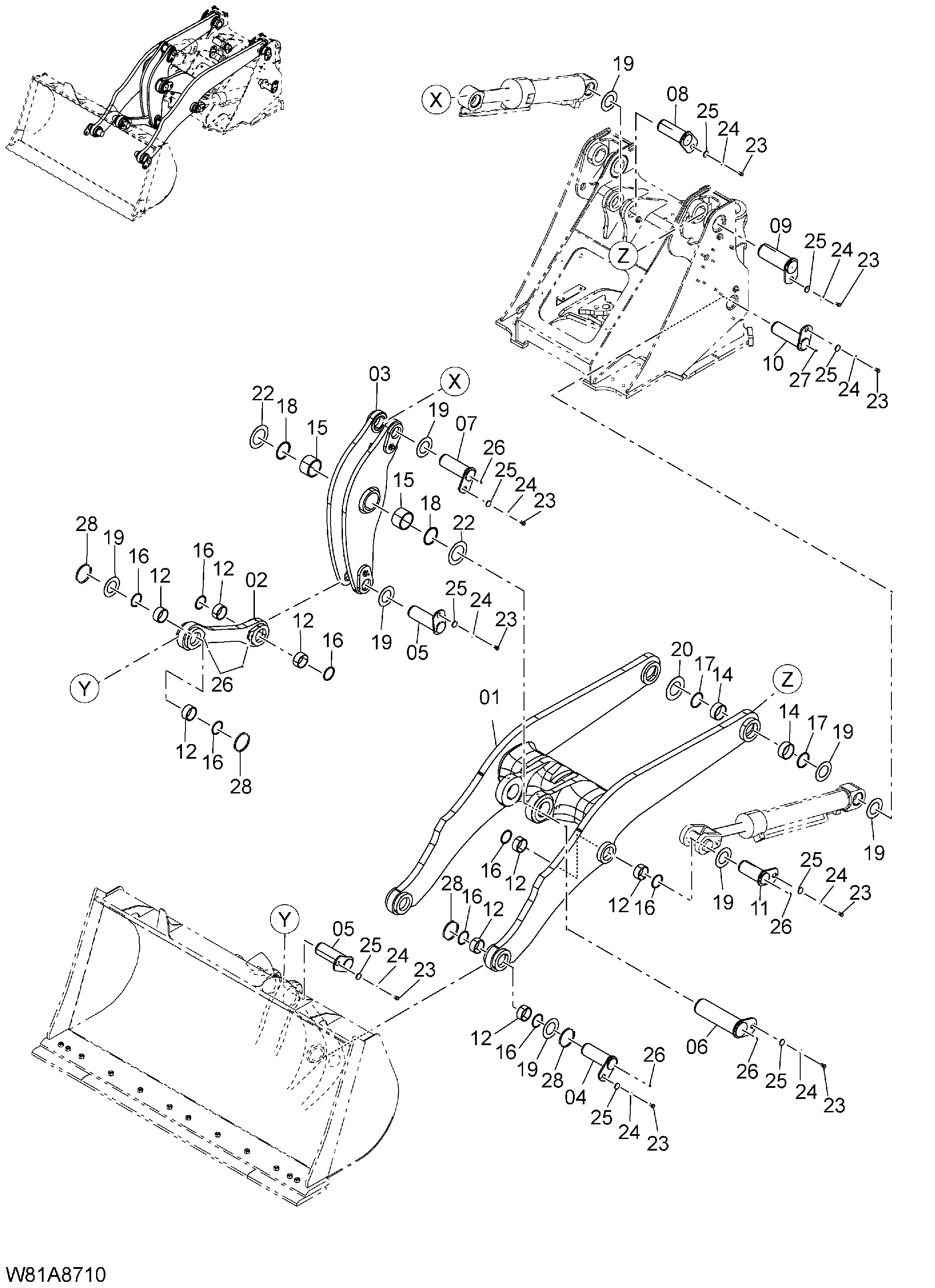 Схема Подъём рукоять(SLA) HITACHI ZW250