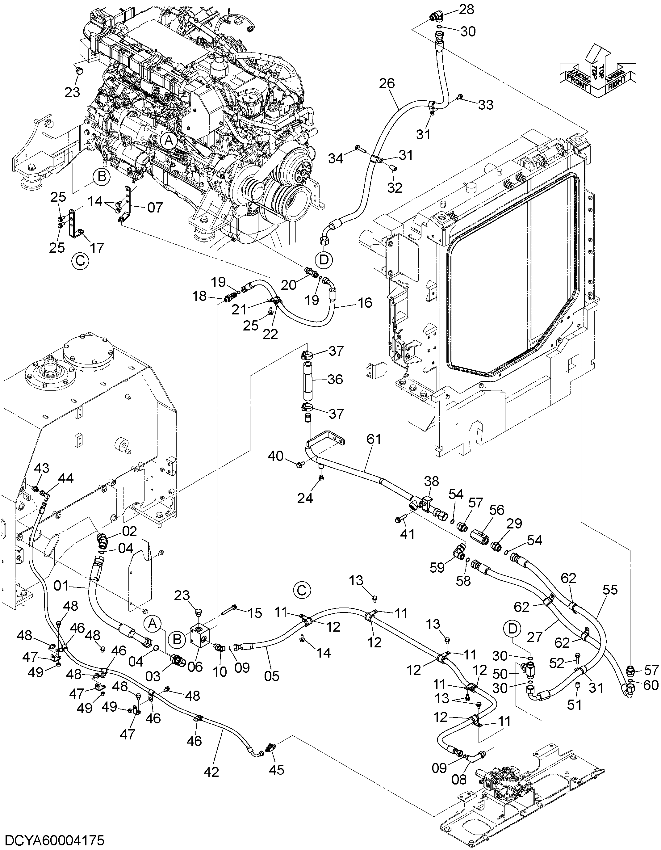 Схема Вентилятор трубопроводы (1) HITACHI ZW250-5B