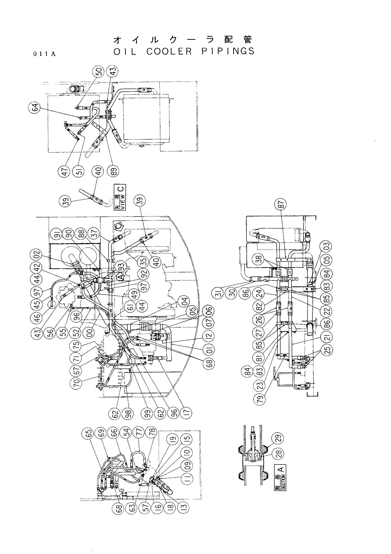 Схема Масляный радиатор трубопроводы HITACHI UH033SS