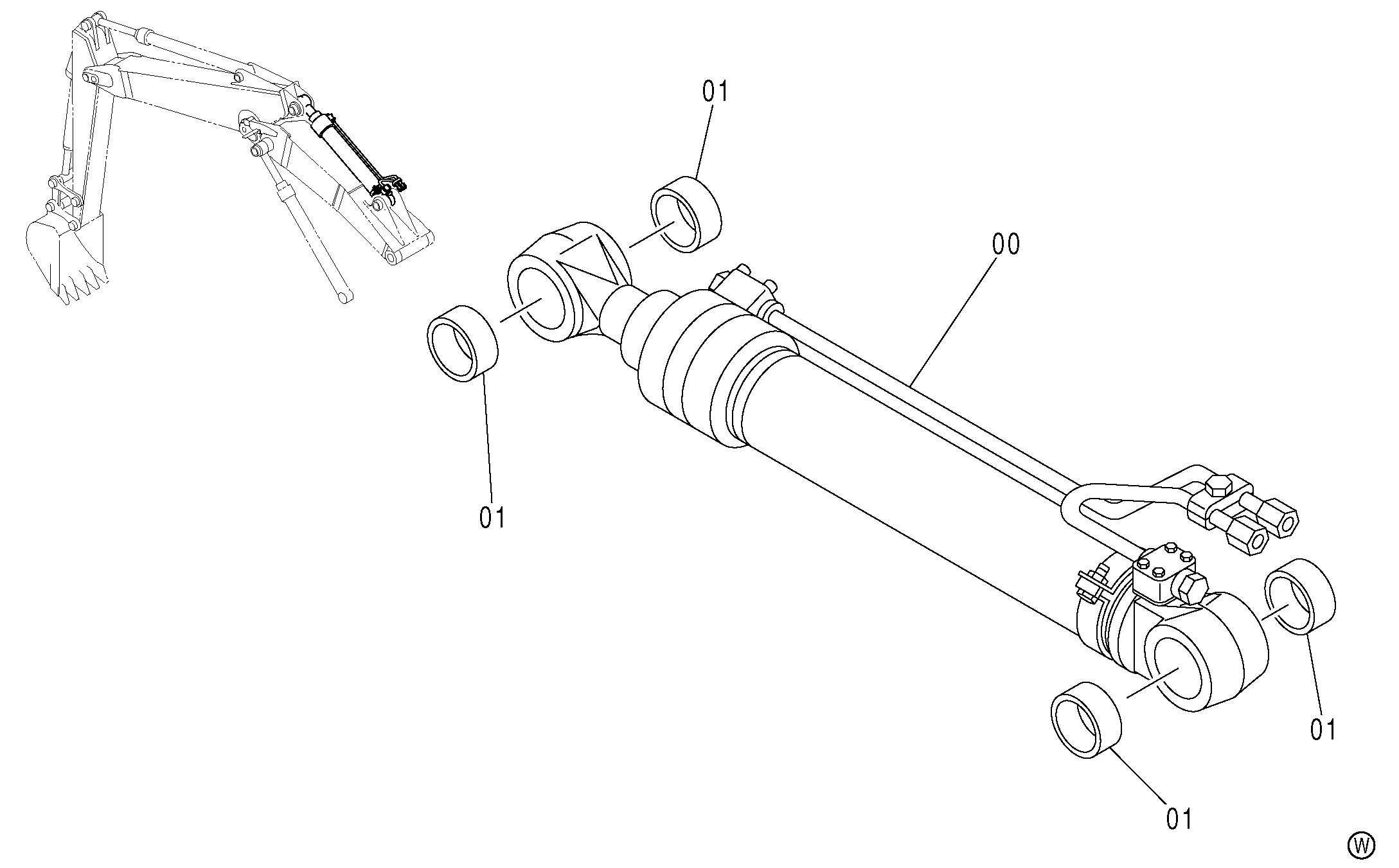 Схема Позиционирование гидроцилиндр (2P-BOOM)<130> HITACHI ZX120