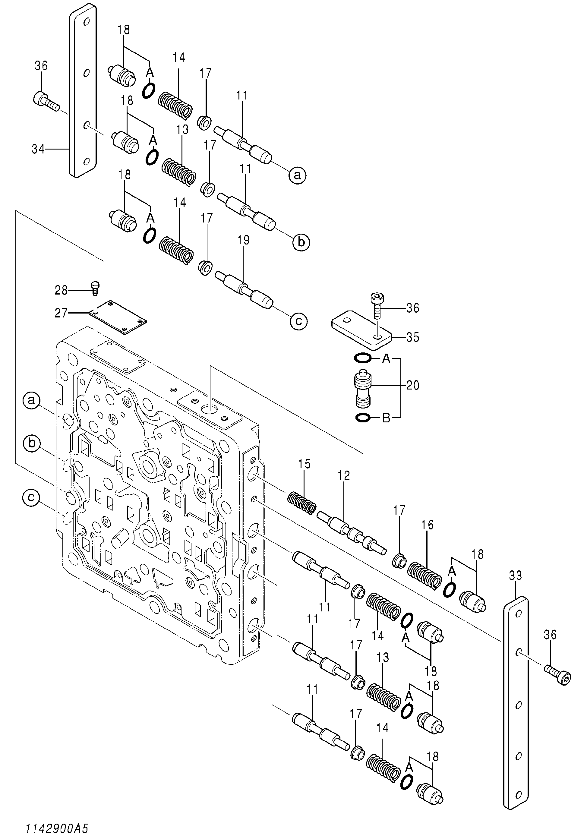 Схема Челночный клапан (5/5) HITACHI ZX145W-3