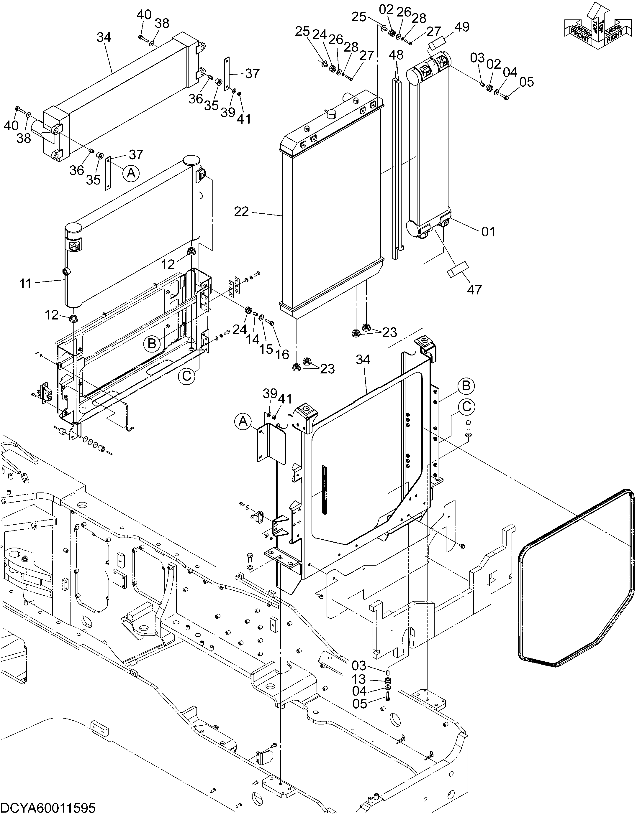Схема Охлаждение устройство (широкий) HITACHI ZW250-5B