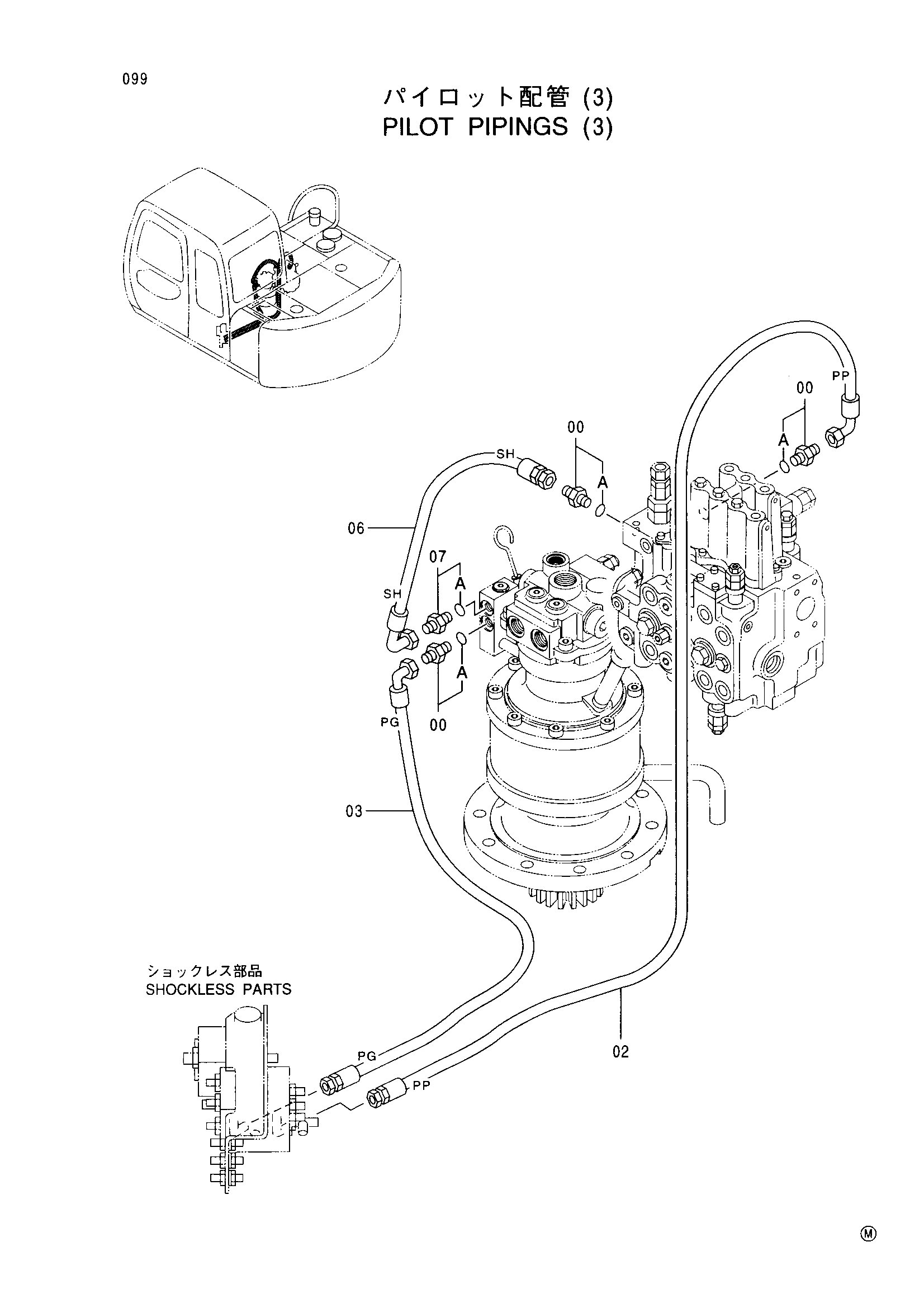 Схема Пилотный трубопроводы (3) HITACHI EX70LCK-5