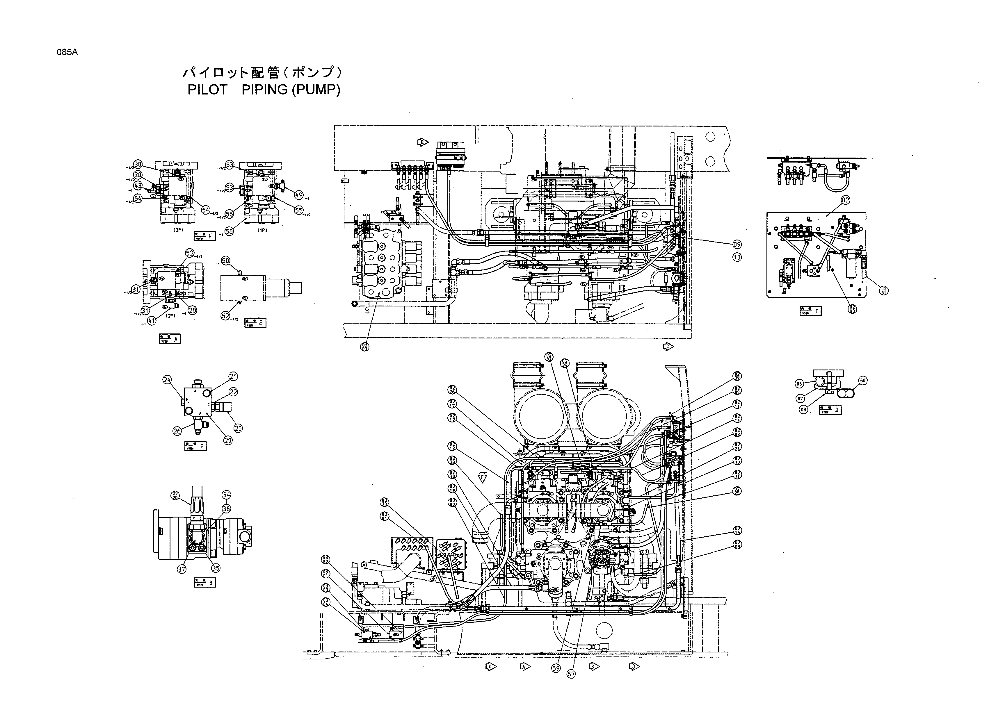 Схема Пилотные гидролинии (насос) HITACHI EX1200-5