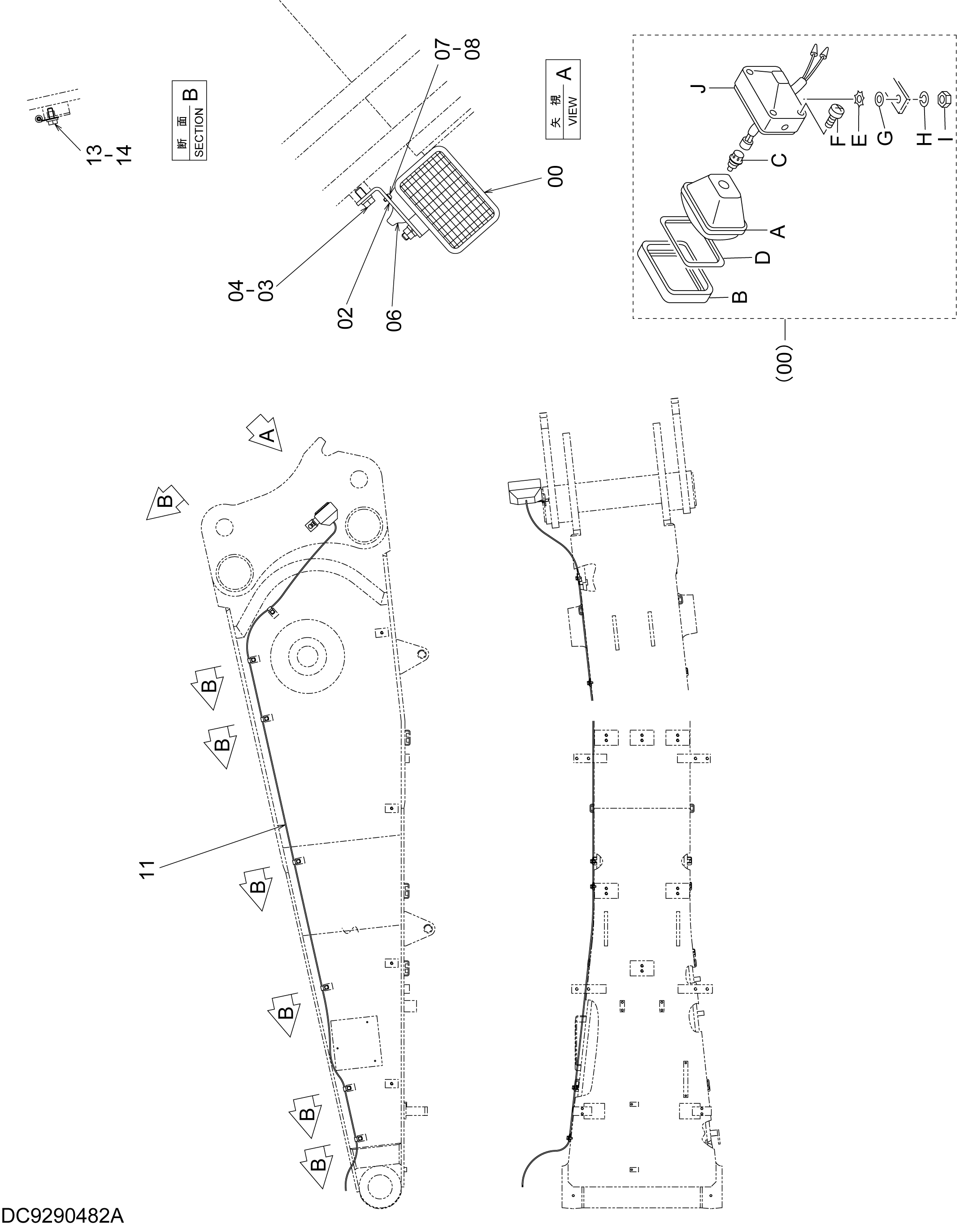 Схема Стрела освещение (левый) HITACHI ZX450-3