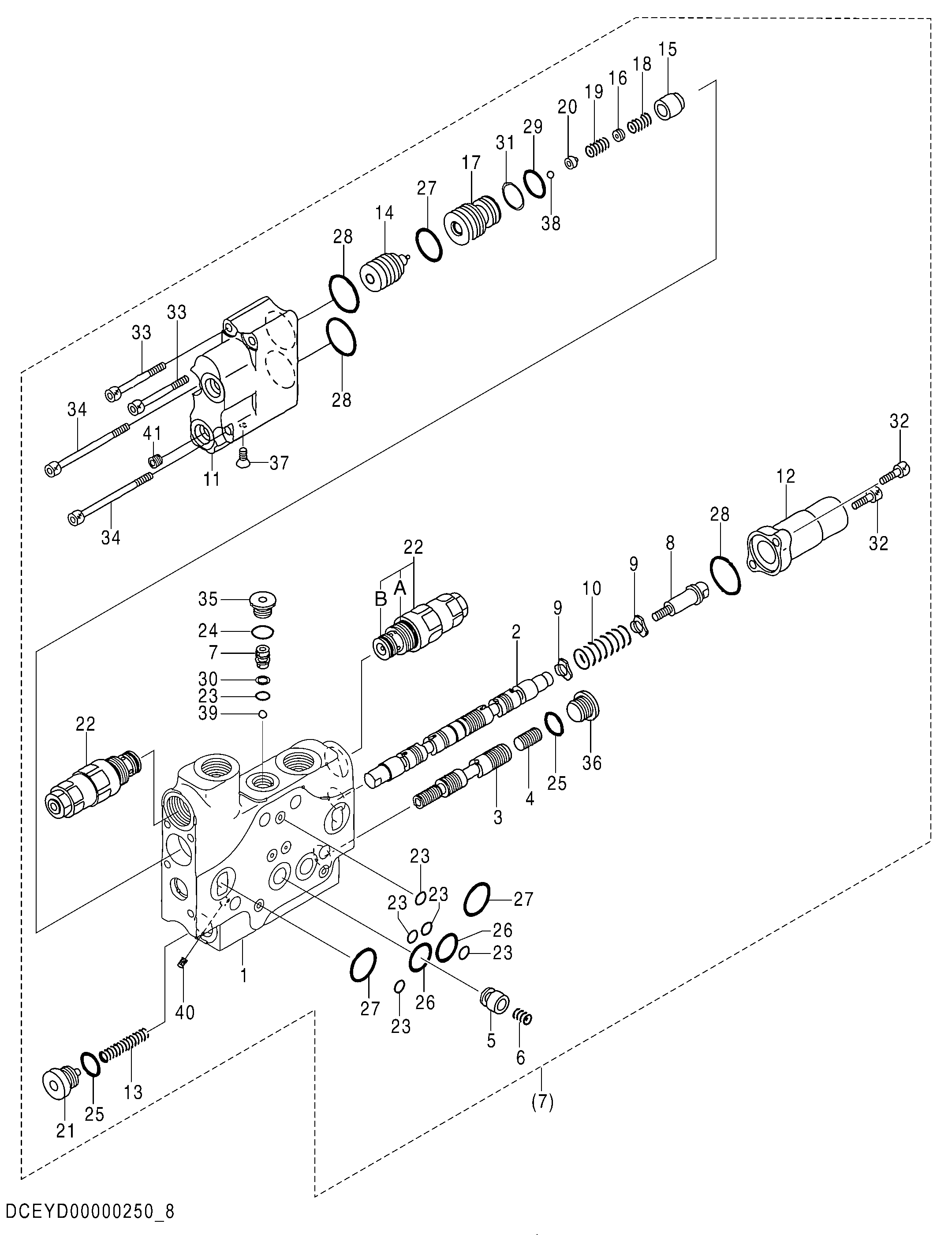 Схема Золотник секция (стрела) HITACHI ZX50U-5N