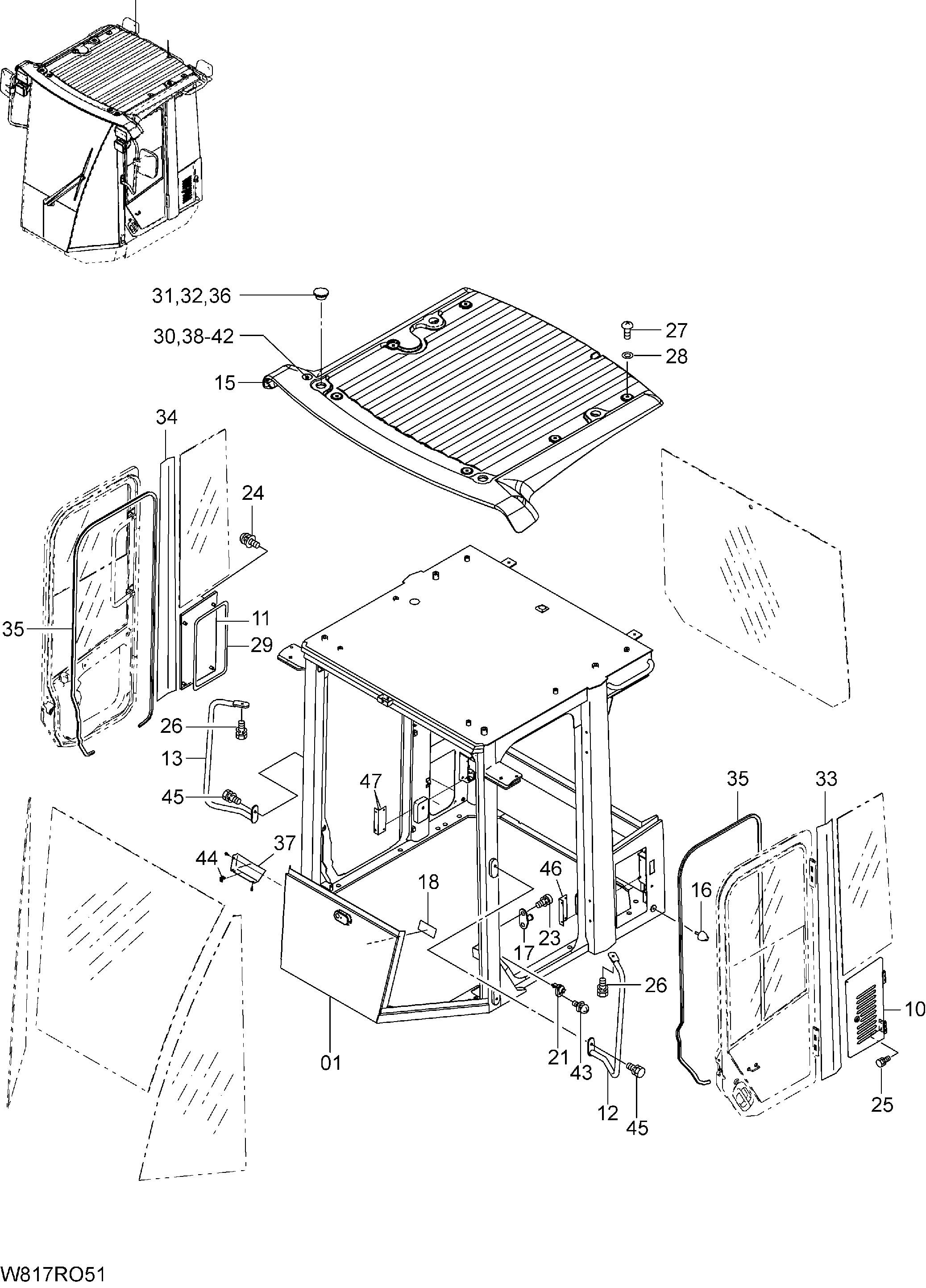 Схема Кабина(1)(GPS специальное исполнение.)[H3J, HAJ, HEJ] HITACHI ZW310-A