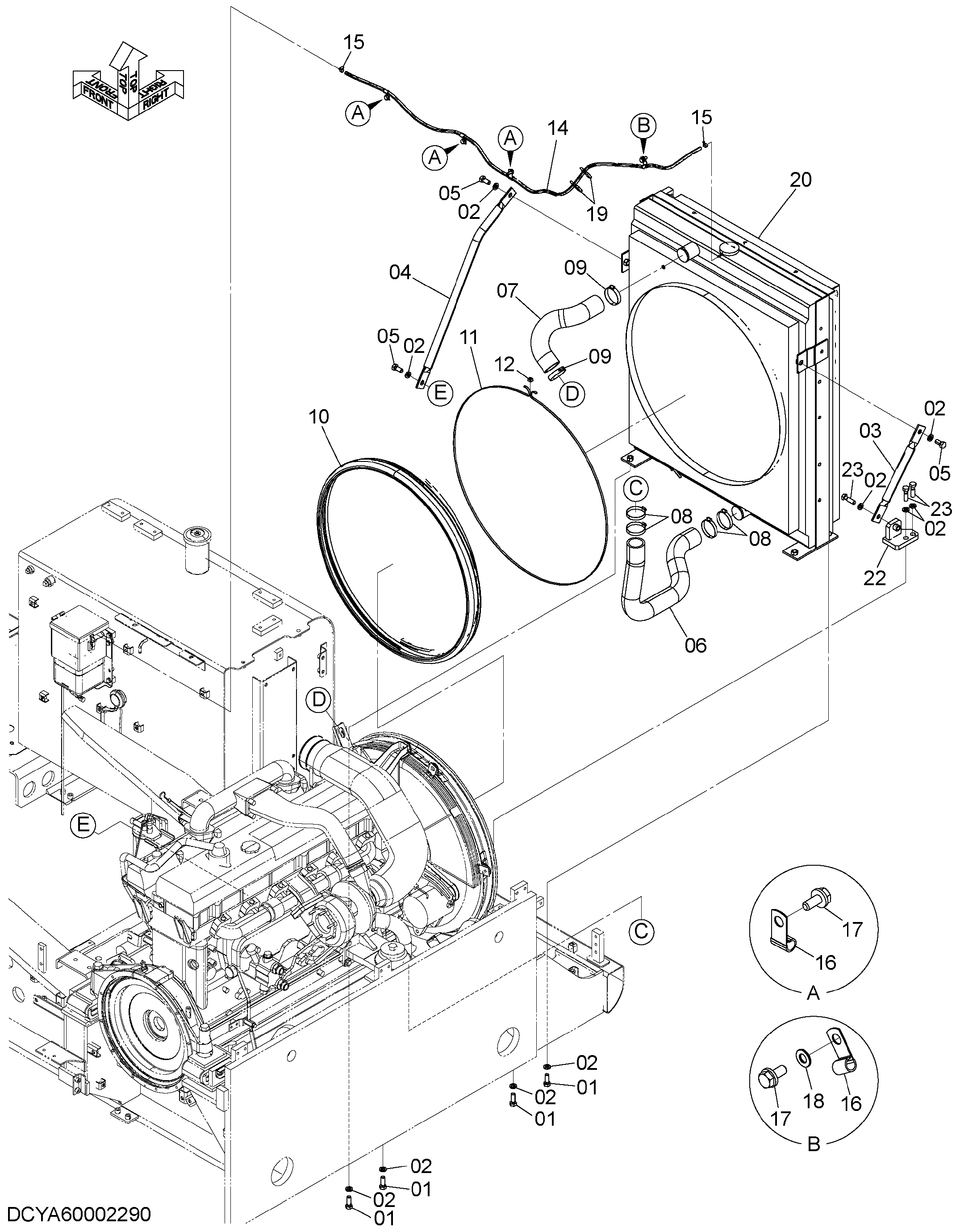 Схема Опора радиатора HITACHI ZX470LCH-5G