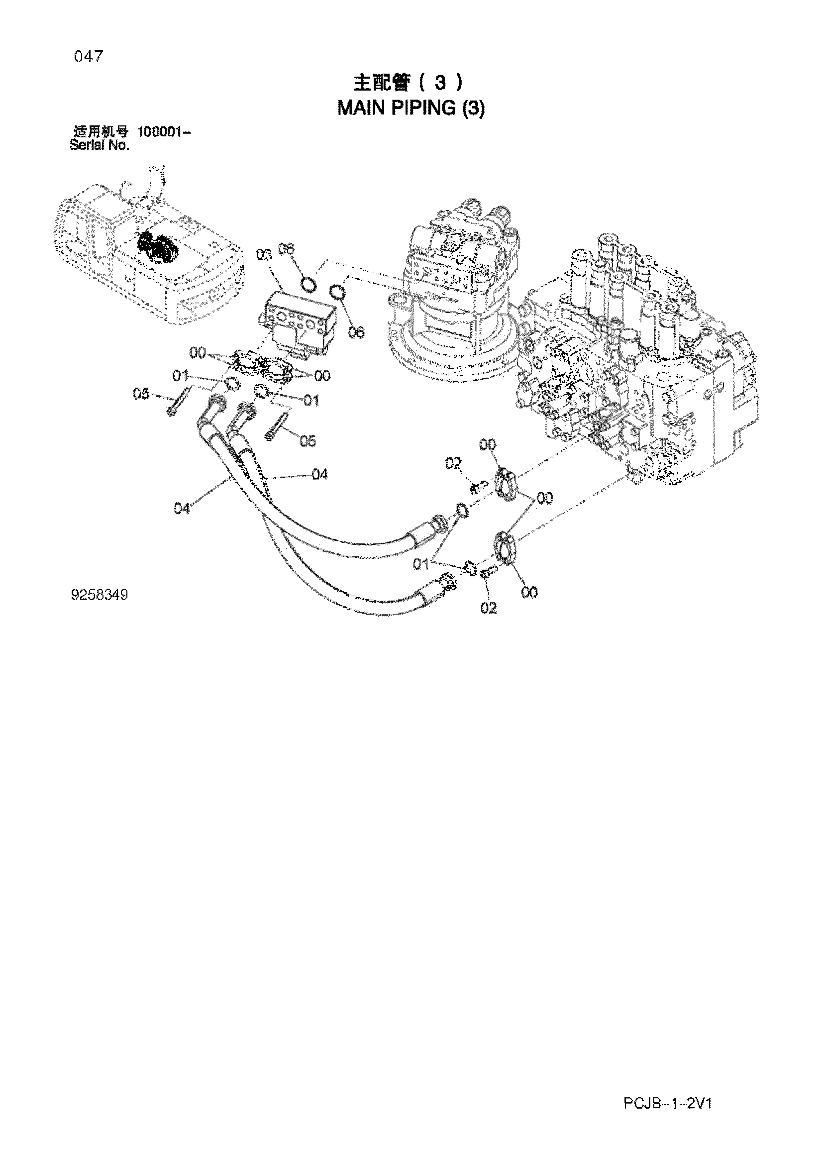Схема Основные гидролинии (3) HITACHI ZX210W-3HCMC