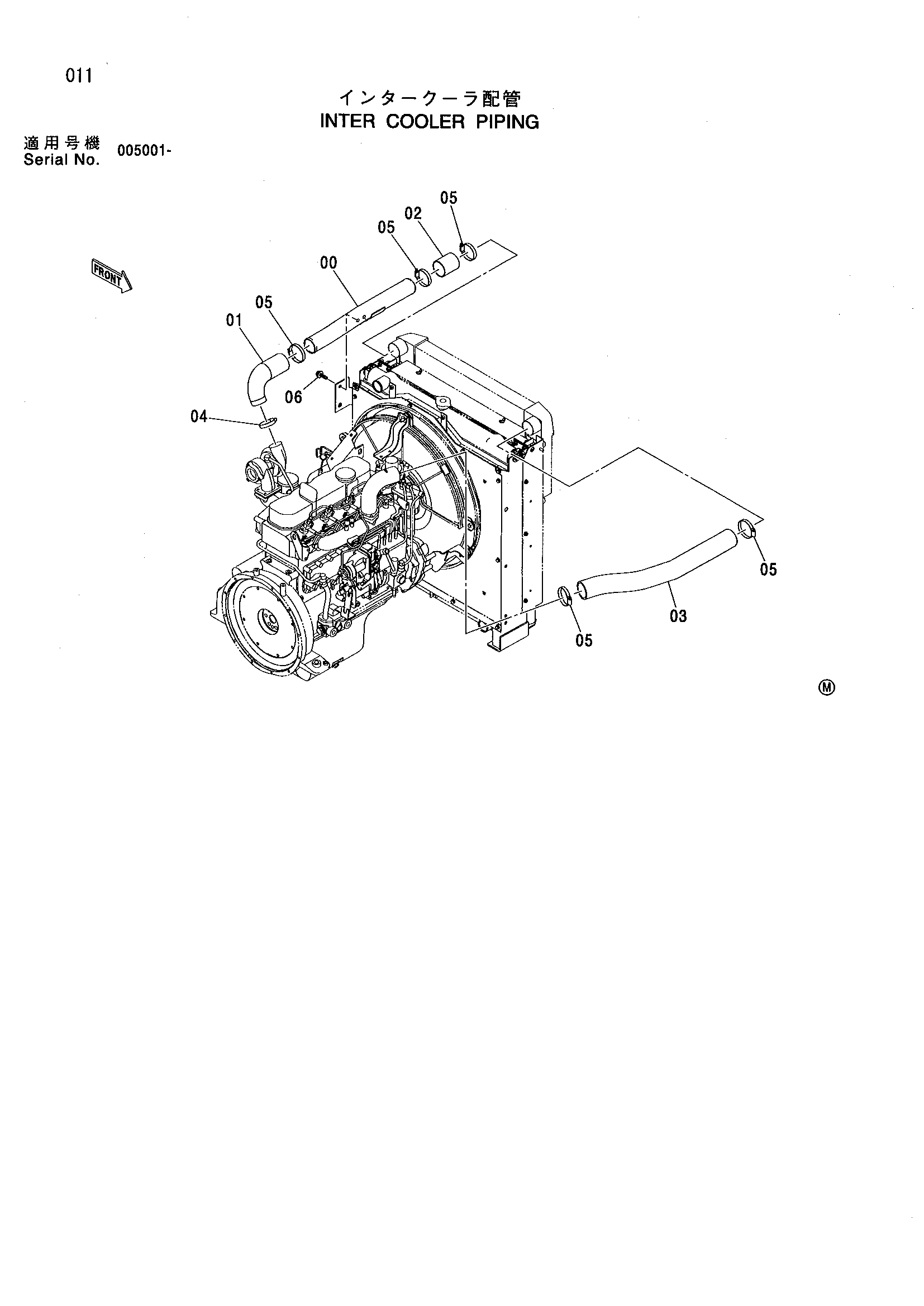 Схема Интер радиатор трубопроводы HITACHI ZX160