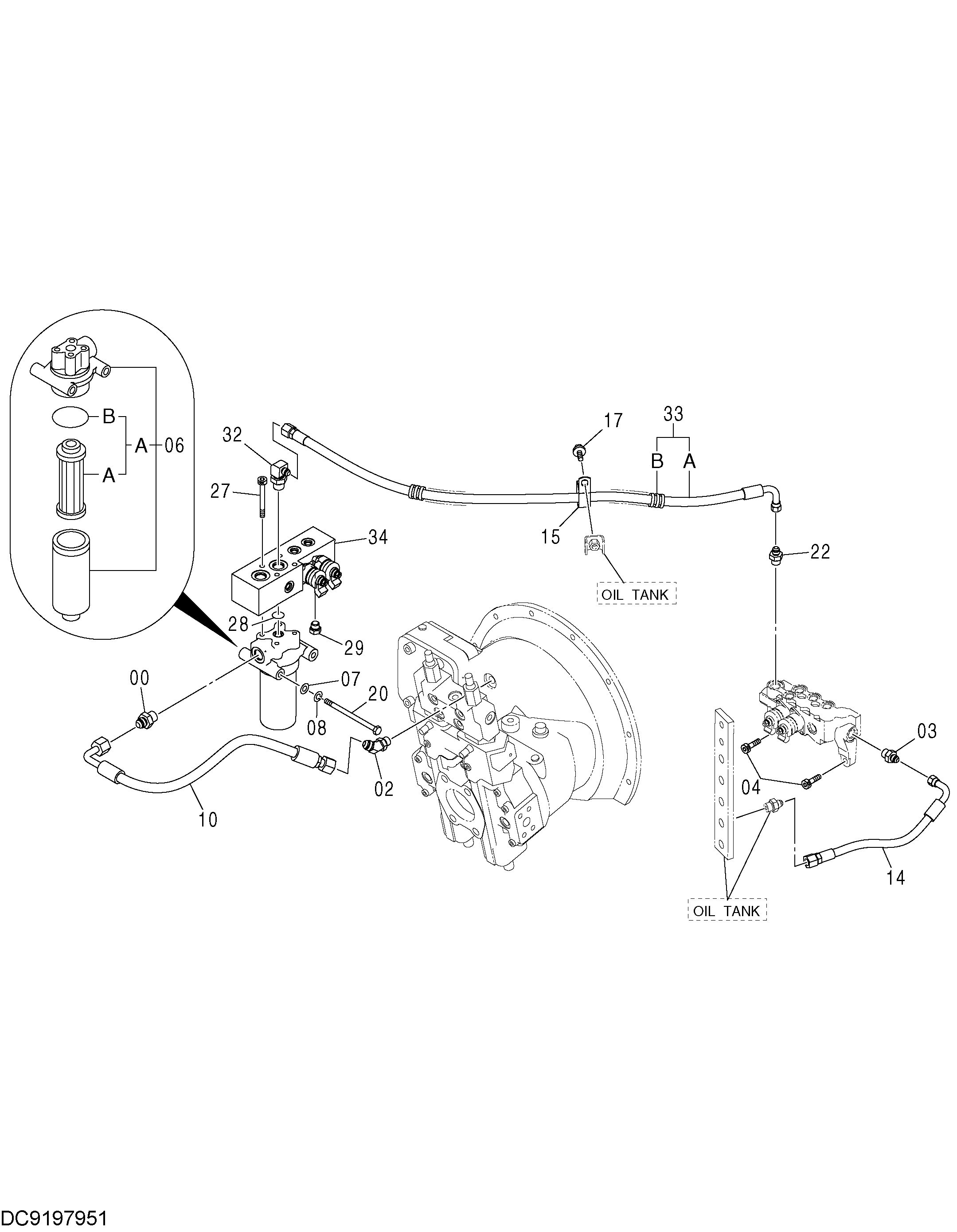 Схема Пилотные гидролинии (1) HITACHI ZX160