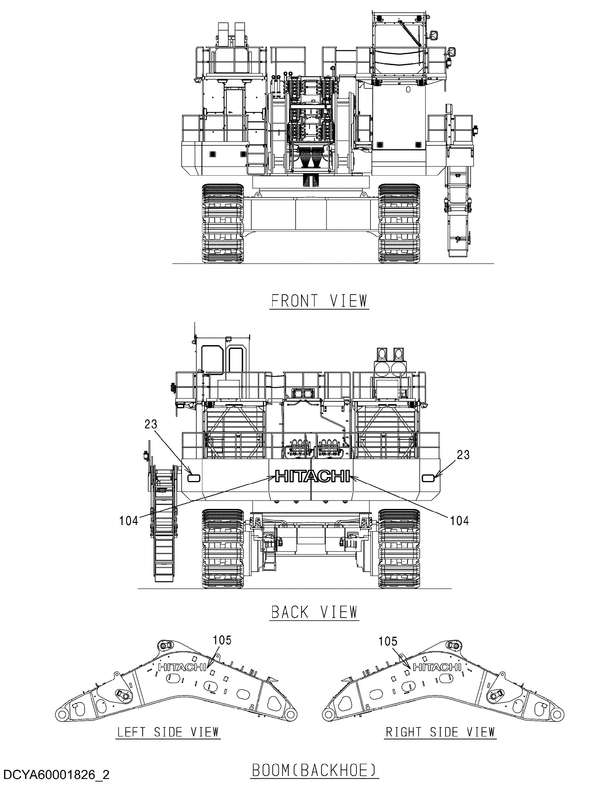 Схема Информационная табличка (английский)(2) HITACHI EX5600-6BH