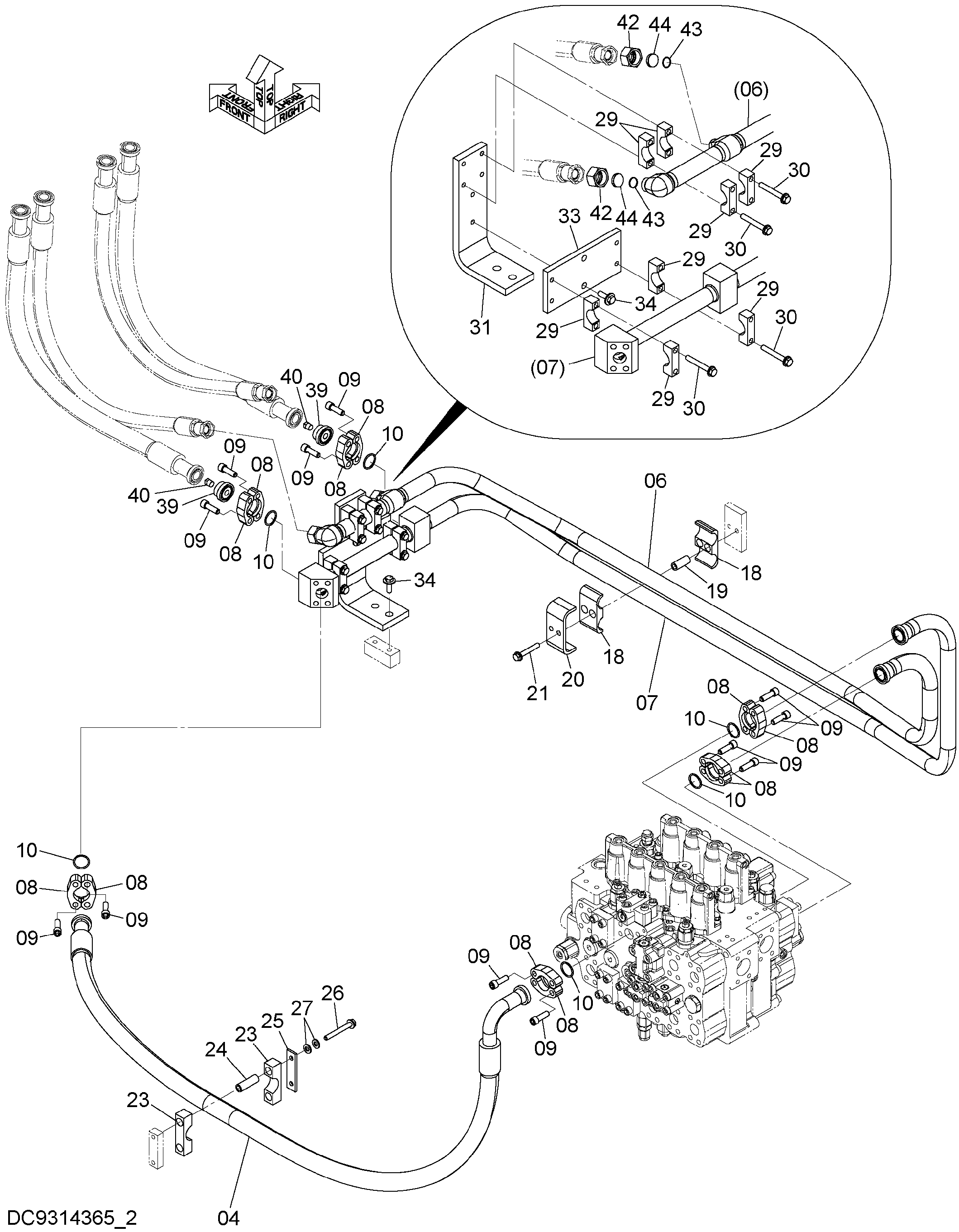 Схема Основные гидролинии (3-2) HITACHI ZX670LC-5B