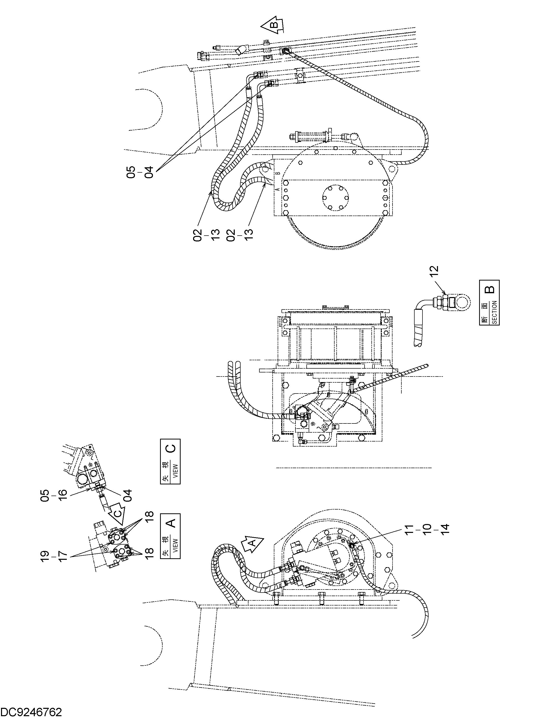 Схема Лебёдка трубопроводы HITACHI RX3300-3
